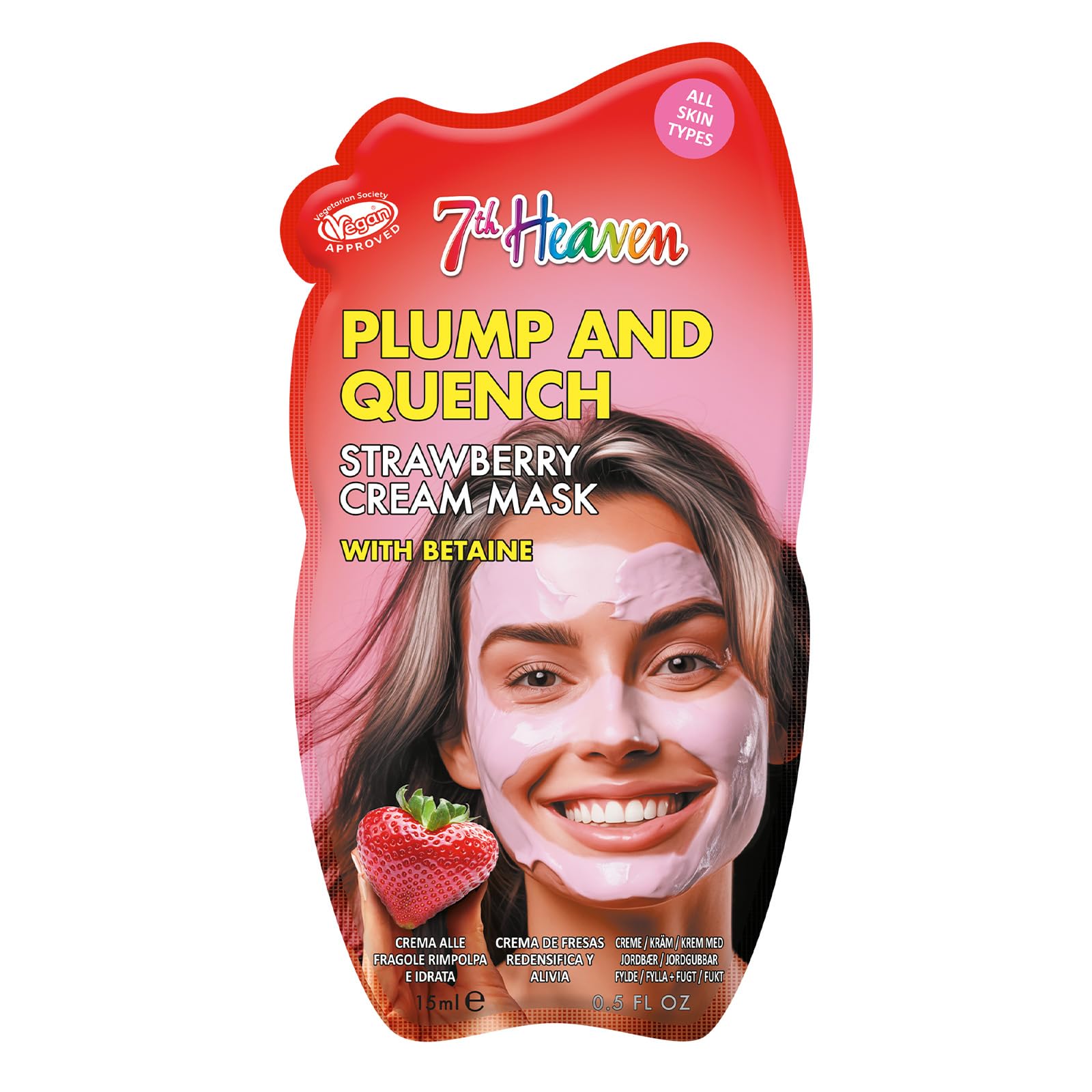 7th Heaven Strawberry Cream Face Mask with Betaine for Plumping and Hydration