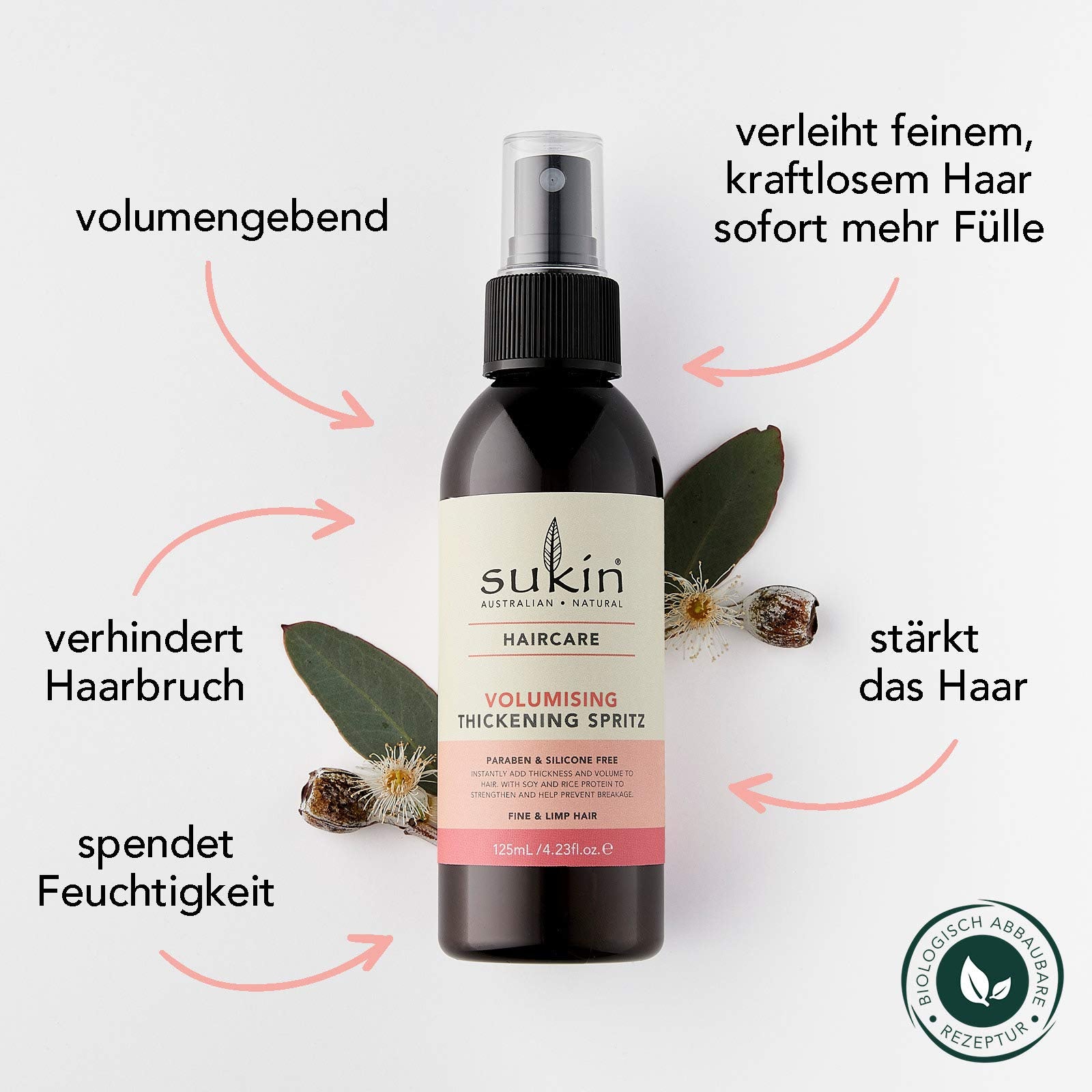 Sukin Volumising Thickening Spritz 125ml for Fine, Limp Hair