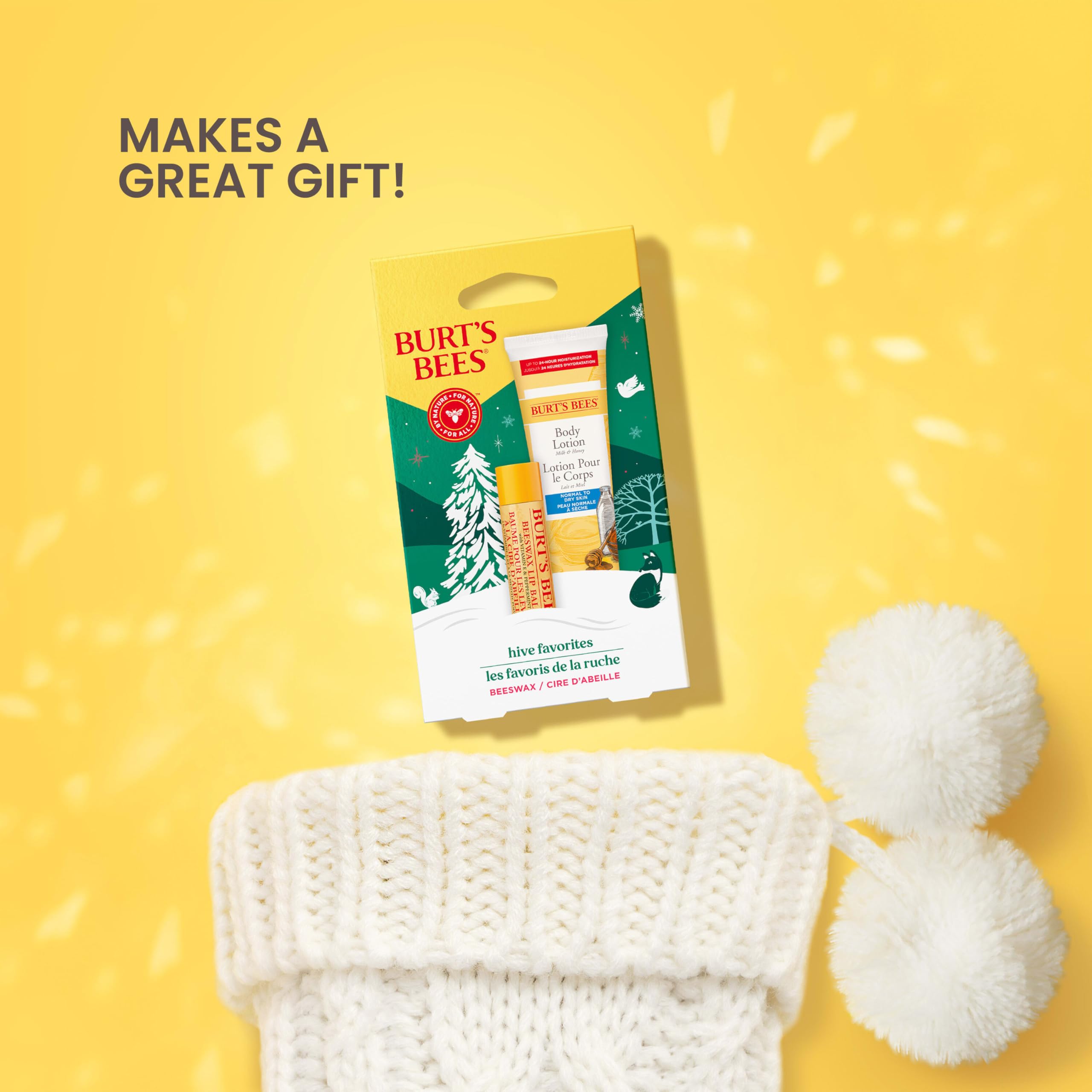 Burt's Bees Hive Favorite Gift Set: Beeswax Lip Balm & Mini Milk & Honey Body Lotion 4