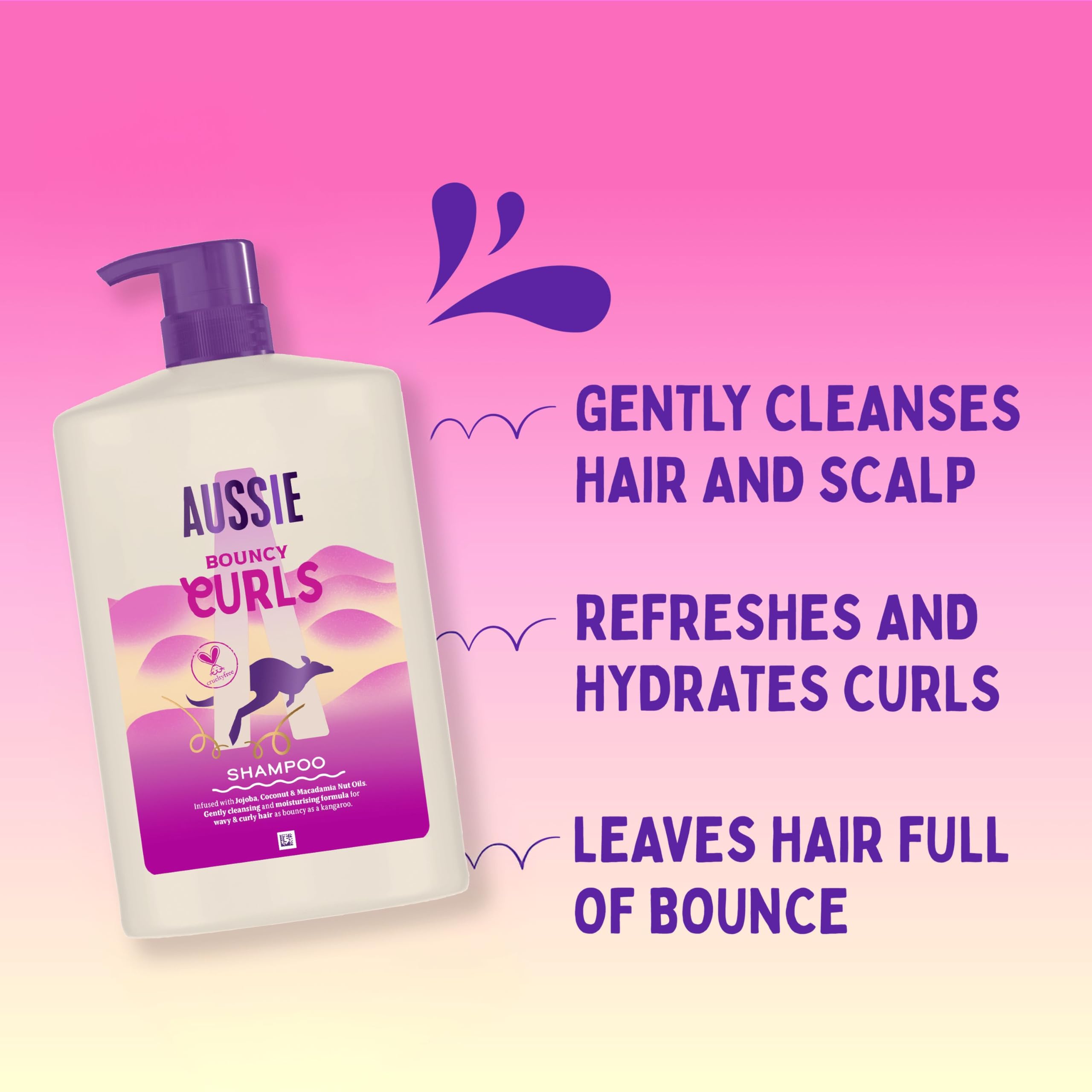 Aussie Bouncy Curls Silicone-Free Shampoo for Wavy & Curly Hair, 1L