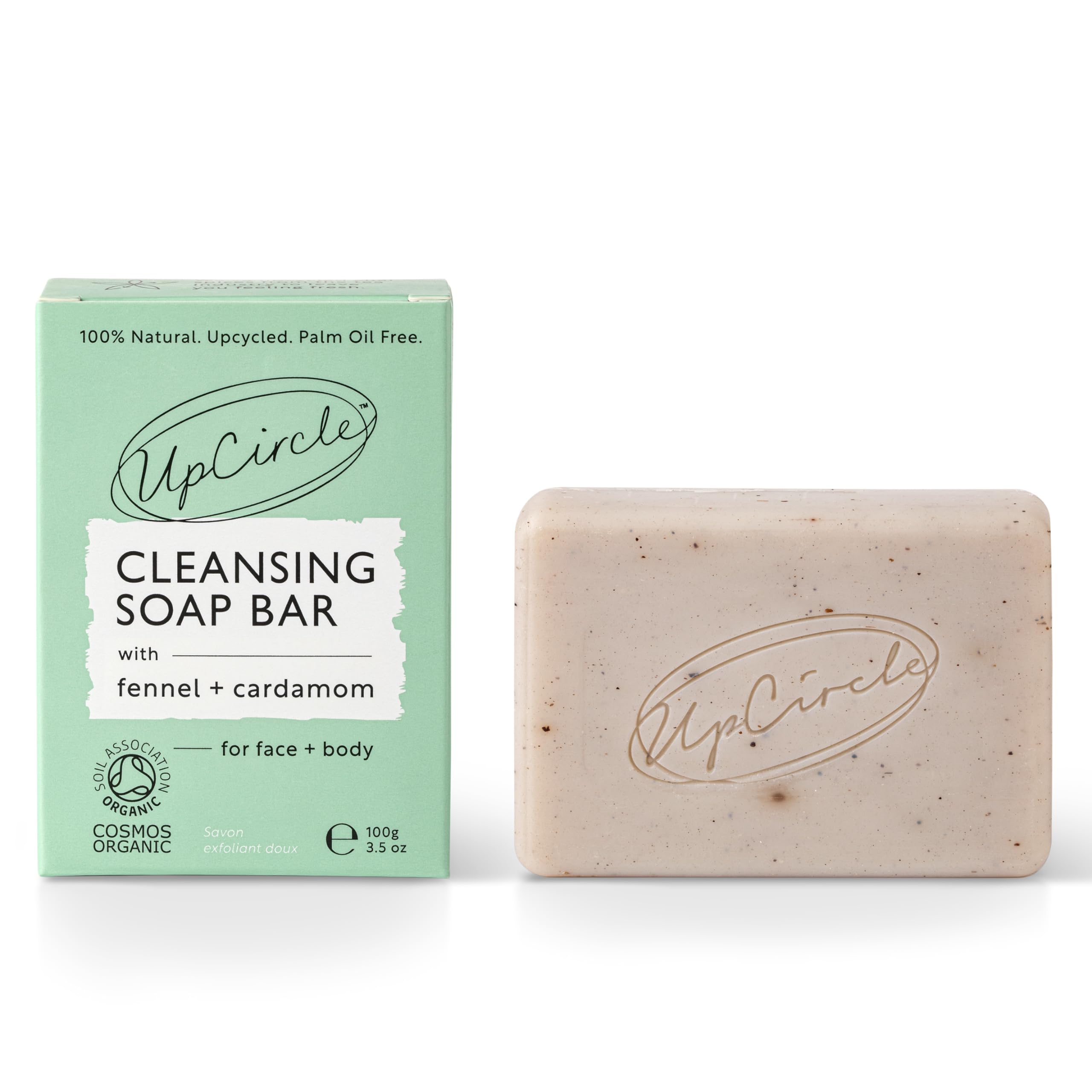 UpCircle Organic Vegan Chai Soap Bar 100g with Green Clay, Glycerin & Shea Butter