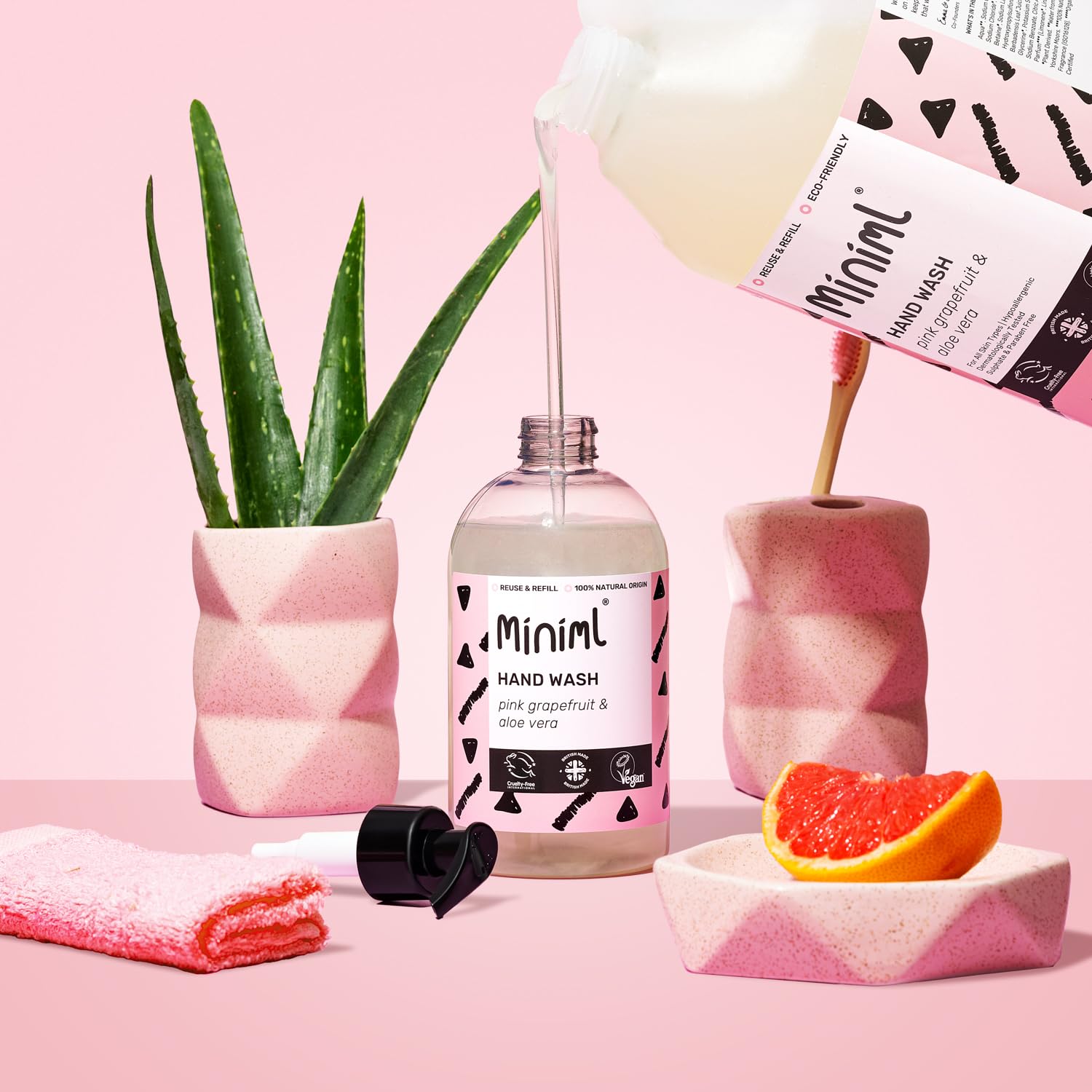 Miniml Pink Grapefruit & Aloe Vera Hand Soap Liquid, 500ml - Vegan, Eco-Friendly Wash for Sensitive Skin 7