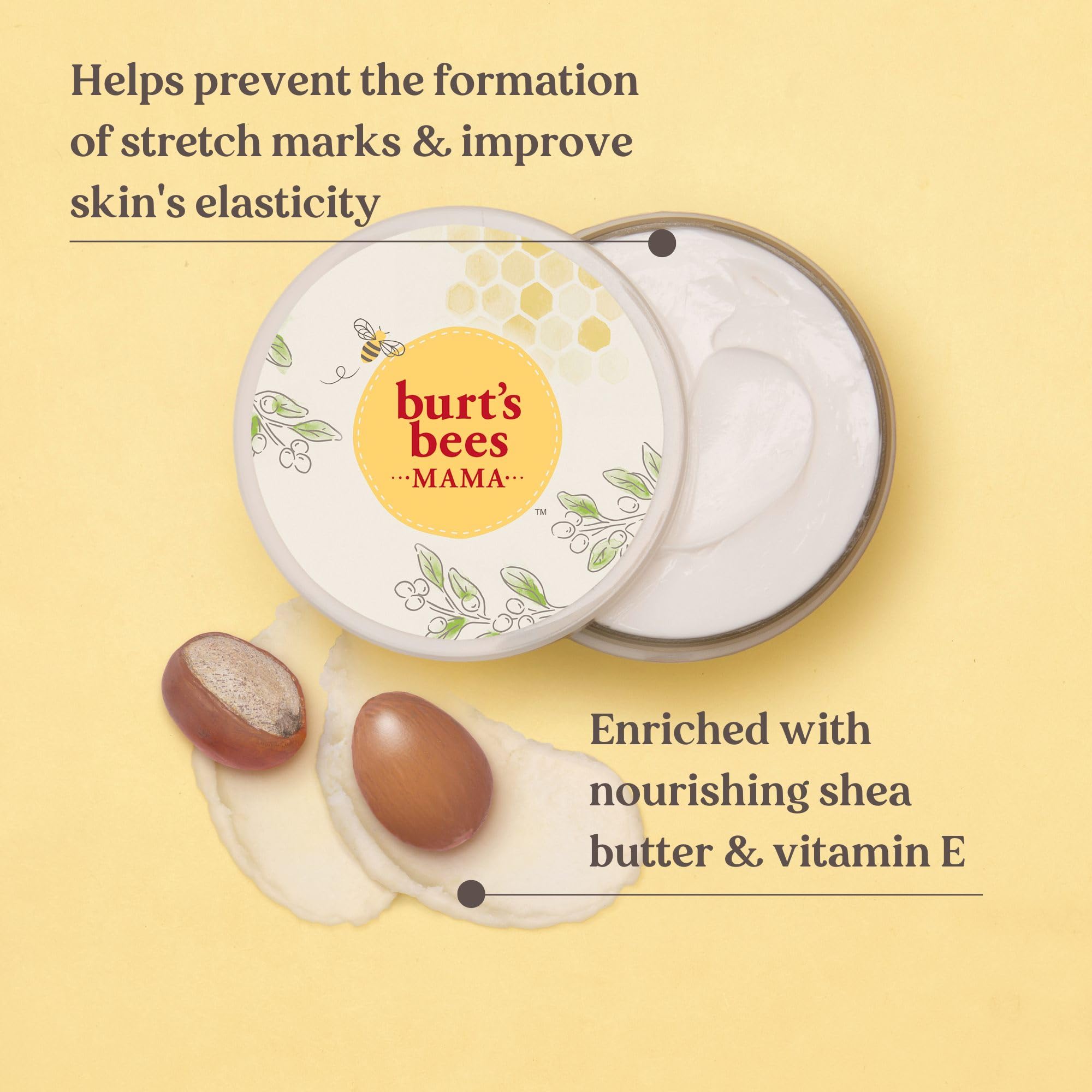 Burt's Bees Schwangerschaftsstreifencreme &amp; Bauchbutter für Schwangere, mit pflegender Sheabutter &amp; Vitamin E, 185 g