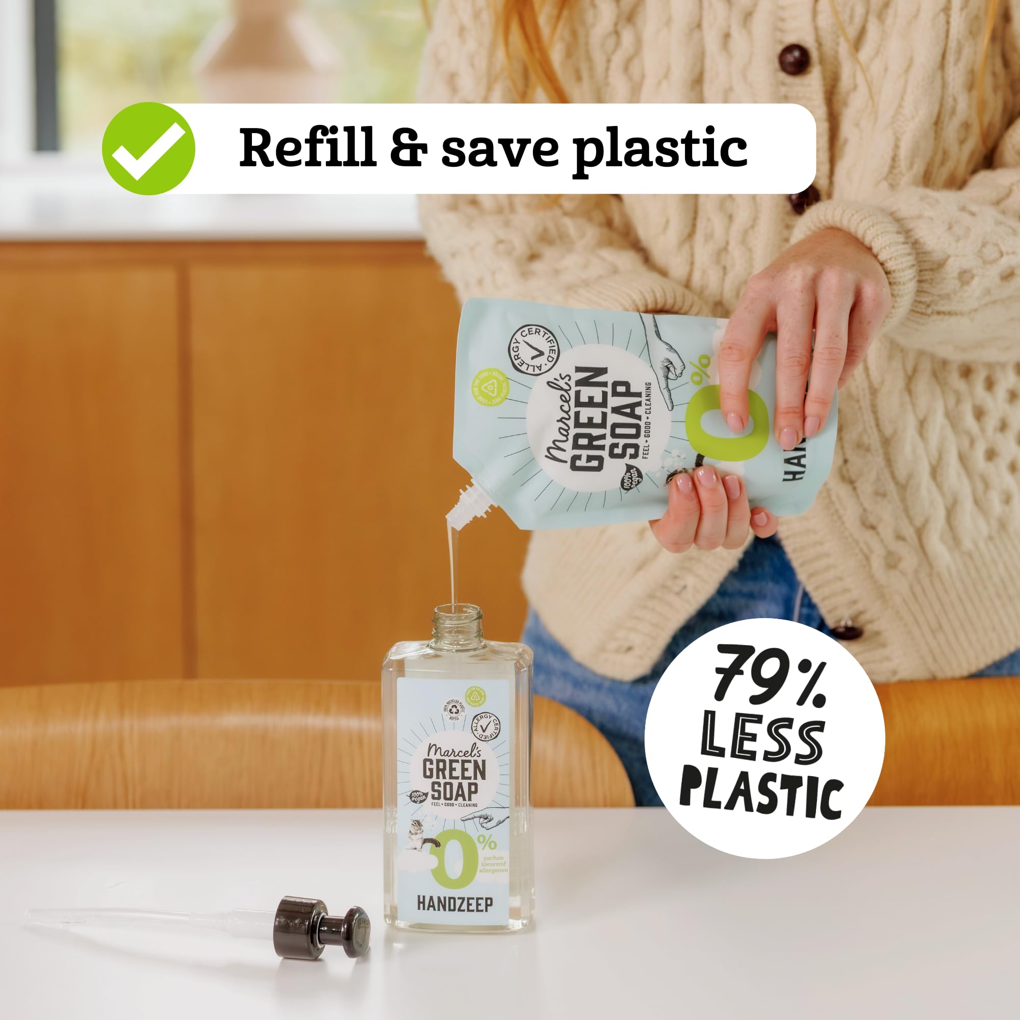 Marcel's Green Soap Hand Soap 0% Allergy-Certified Refillable Dispenser 5