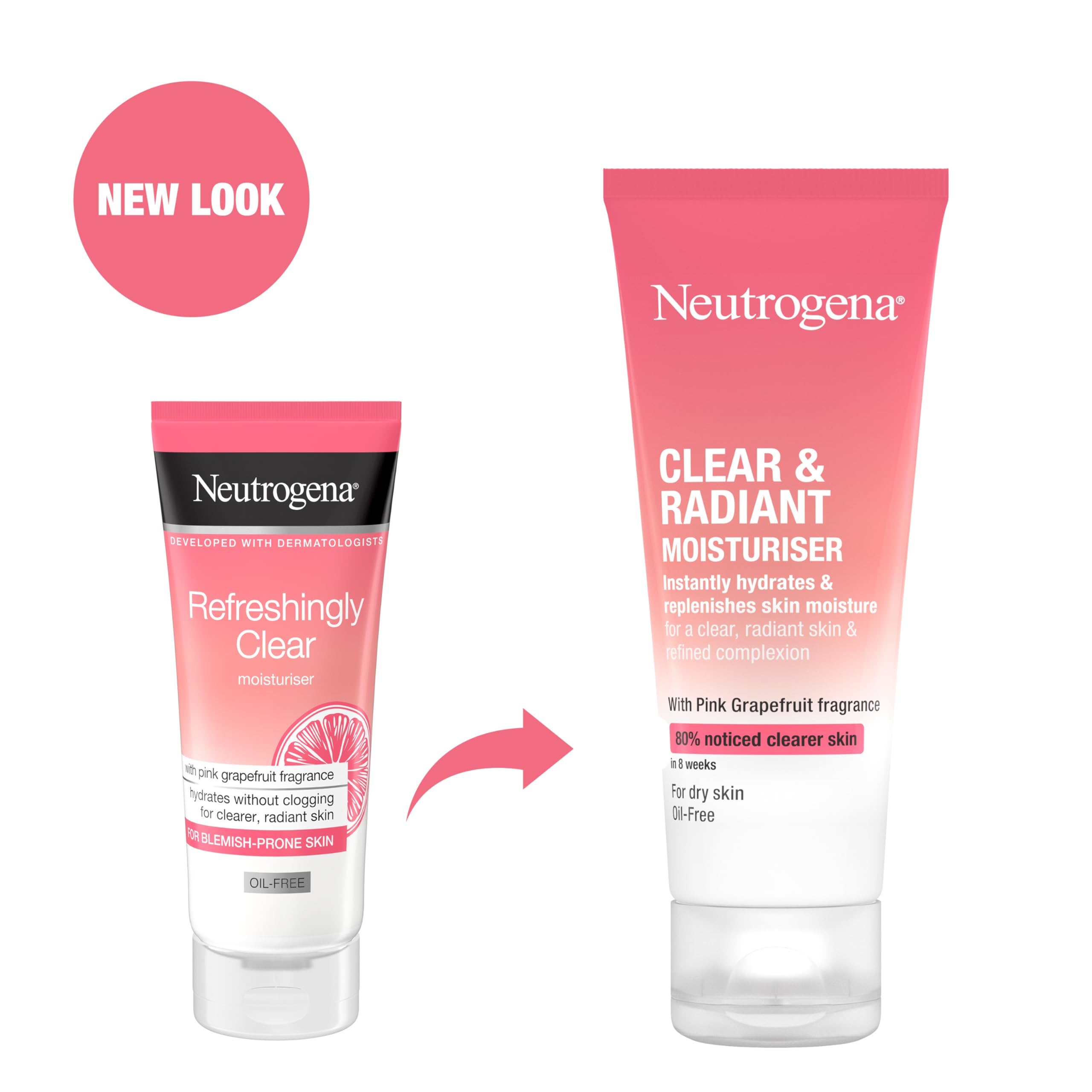Neutrogena Refreshingly Clear Oil-Free Moisturiser with Pink Grapefruit, 50ml