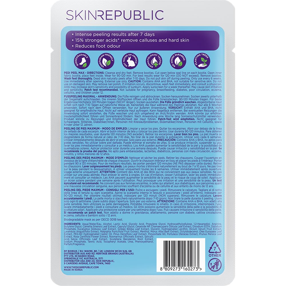 Skin Republic Pedi Foot Peel Max with 15% Stronger Acids for Cracked Heels & Odor 7