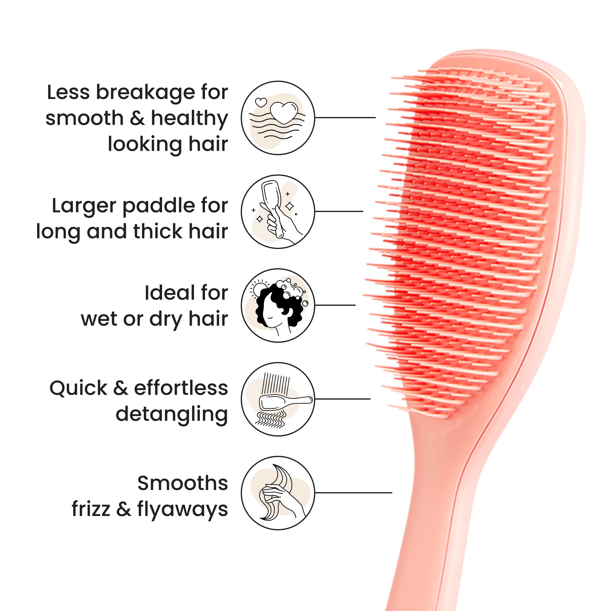 Tangle Teezer Large Ultimate Detangler Hairbrush - Peach Glow - For Thick, Curly & Long Hair 4