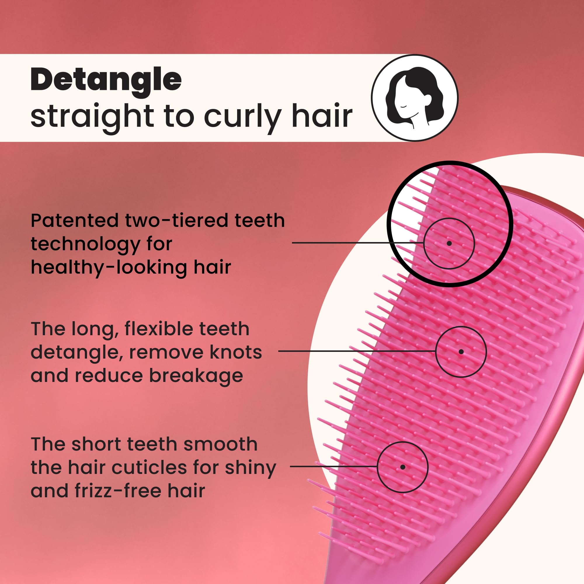 Tangle Teezer Ultimate Detangler Hairbrush - Pink Chrome Finish - Wet & Dry Hair