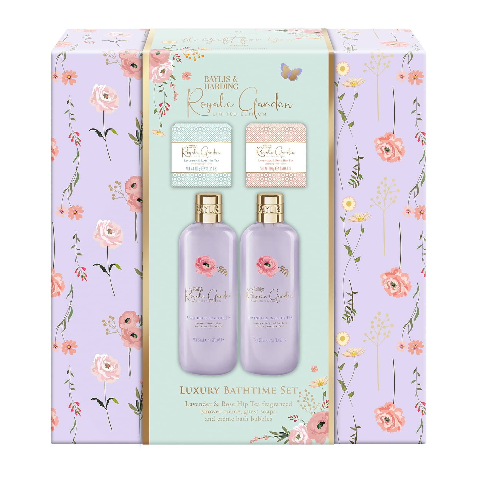 Baylis & Harding Royale Garden Lavender & Rosehip Tea Indulgent Bathing Gift Set - Vegan Friendly