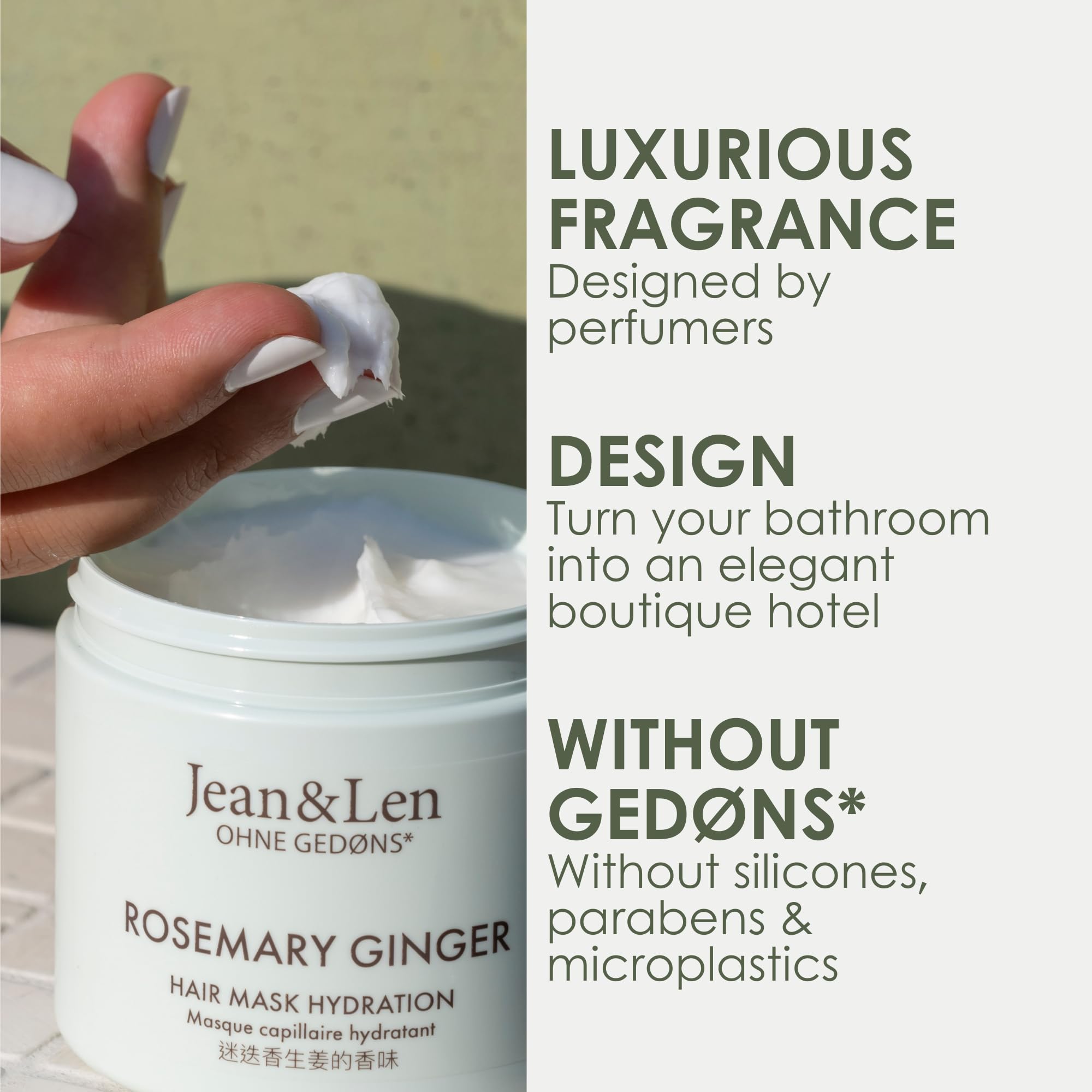 Jean&Len Hair Mask Rosemary & Ginger for Heavily Damaged, Dry and Dull Hair, 200 ml