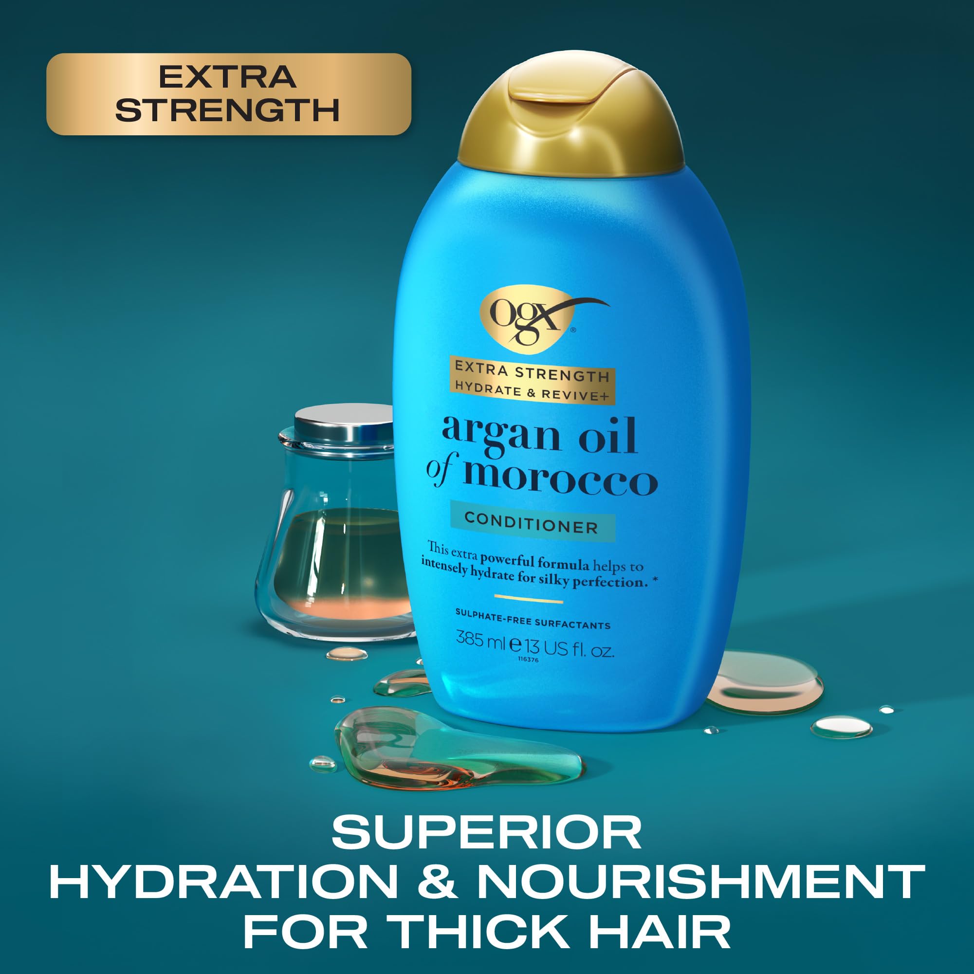 OGX Arganöl aus Marokko Spülung für trockenes, strapaziertes Haar, Extra Stark, 385 ml 3