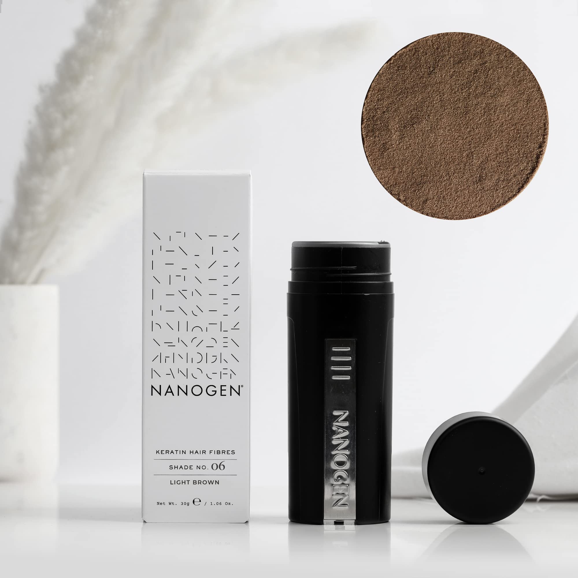 Nanogen Instant Thickening Hair Fibres Light Brown 30g - Natural Keratin for Thinning Hair