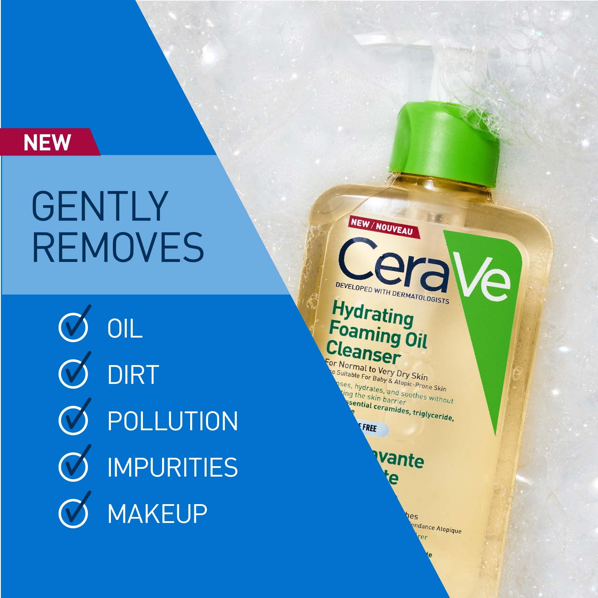 CeraVe Hydrating Foaming Oil Cleanser with Squalane for Normal to Very Dry Skin
