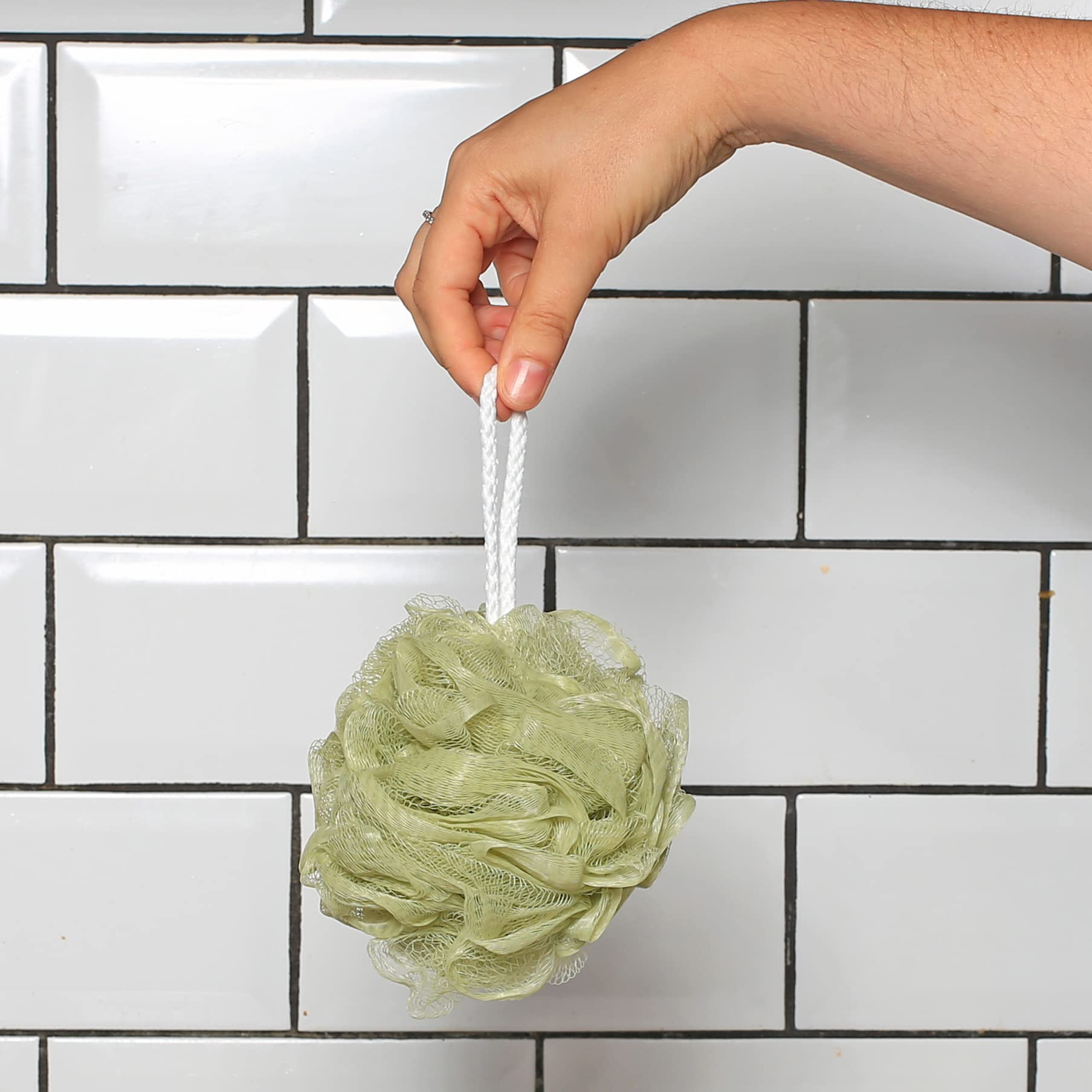 Elysium Spa Pack of 4 Dual-Textured Mesh Exfoliating Bath & Shower Body Puff Sponges 4