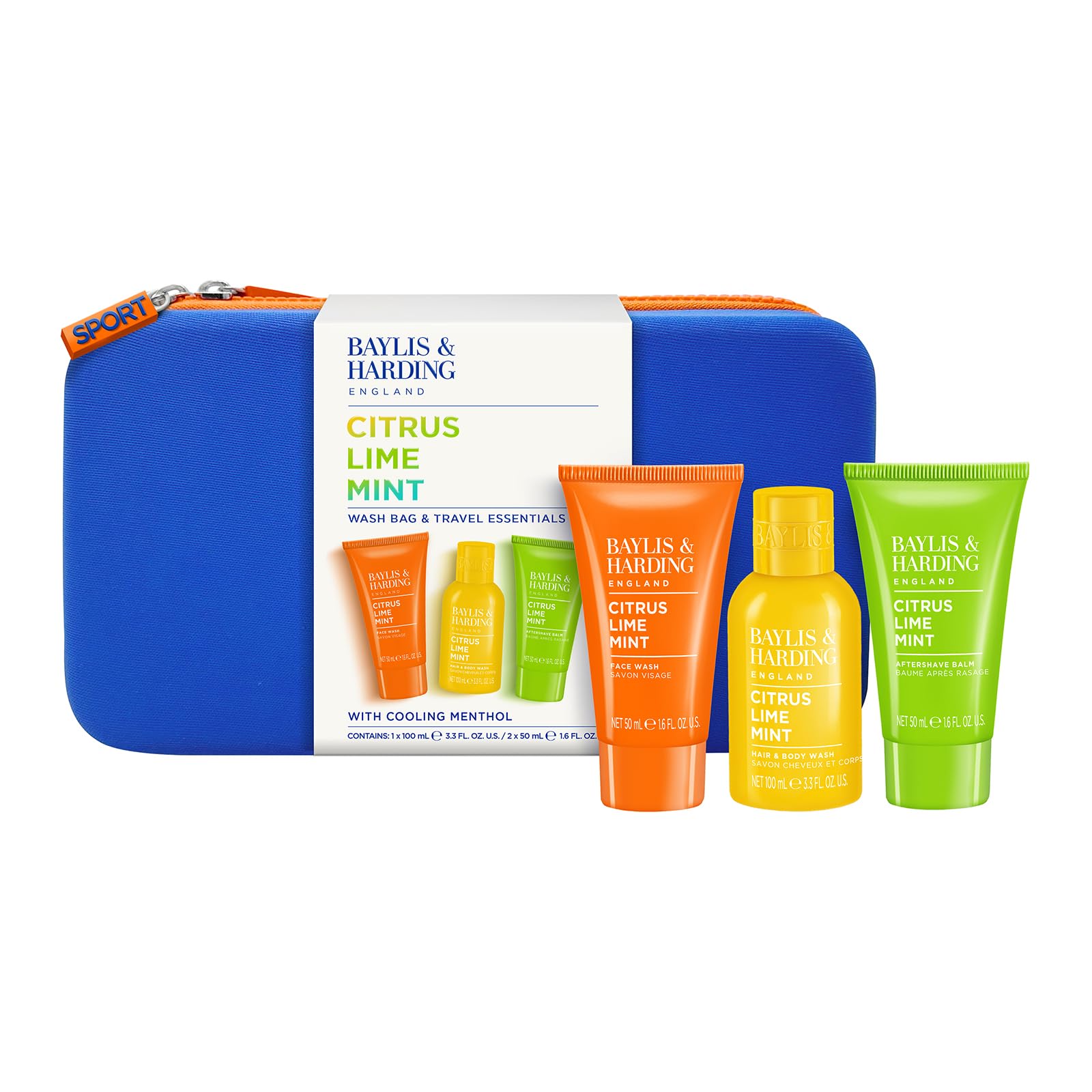 Baylis & Harding Men's Citrus, Lime & Mint Wash Bag Gift Set - Vegan Friendly Travel Essentials
