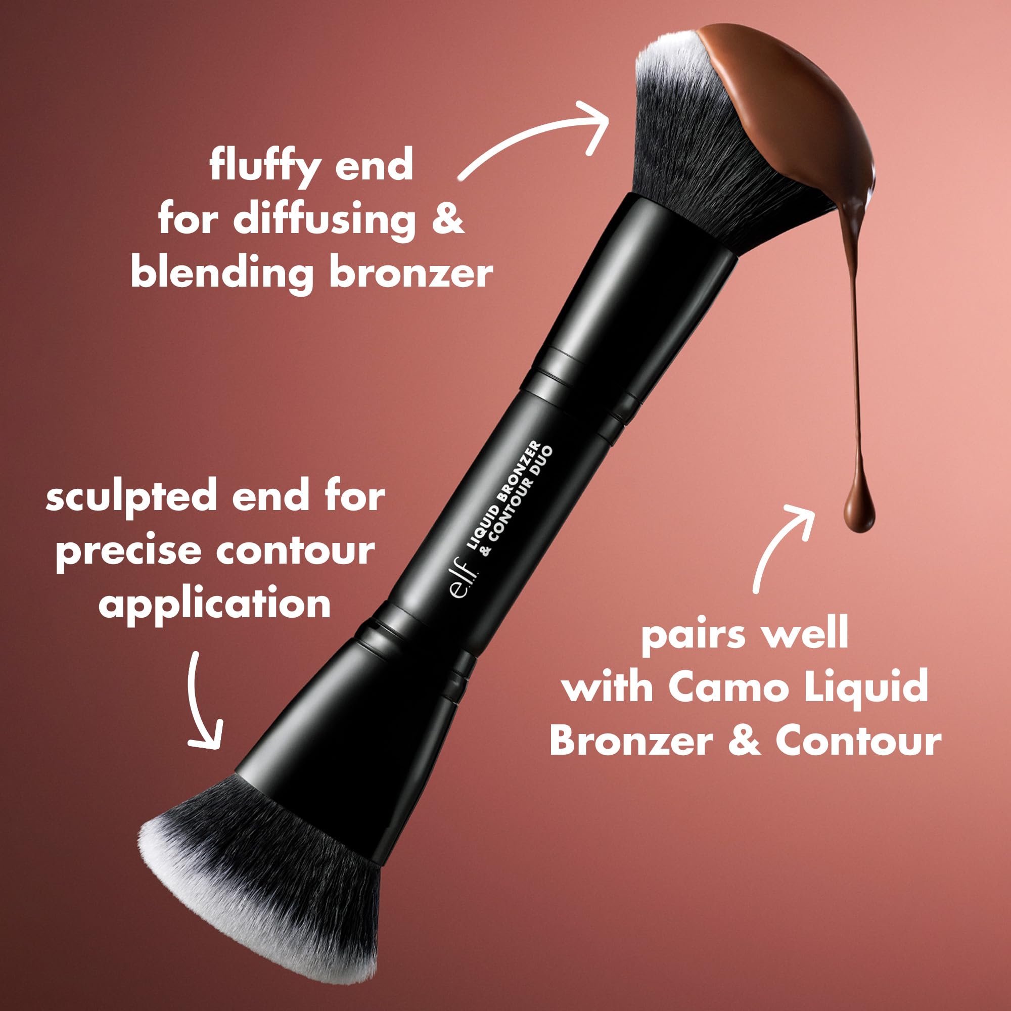 e.l.f. Camo Liquid Bronzer & Contour Duo Brush - Dual-Ended Face Makeup Tool