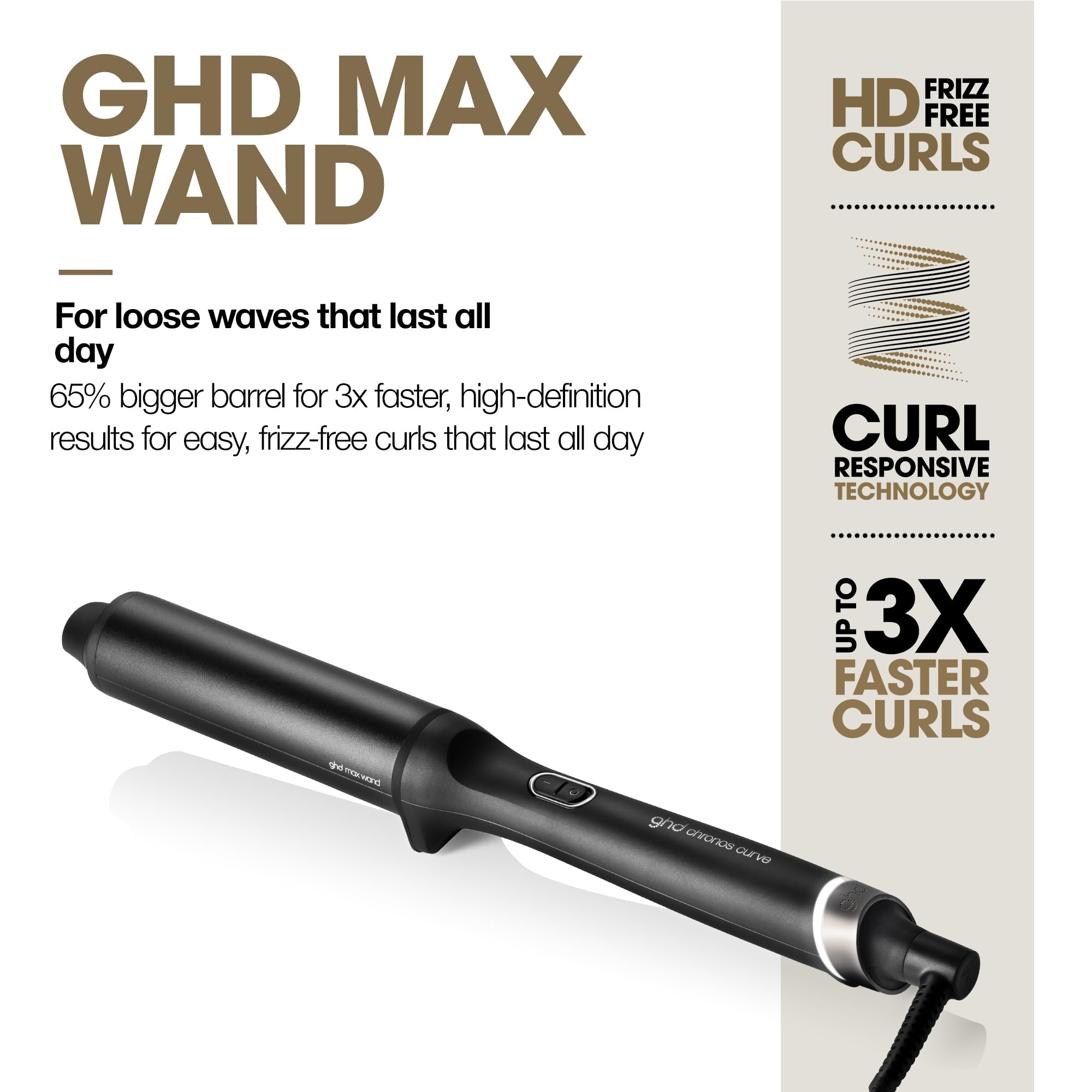 ghd Chronos Curve Max Wand 38mm Black Hair Curler for Loose Waves & Volume 3