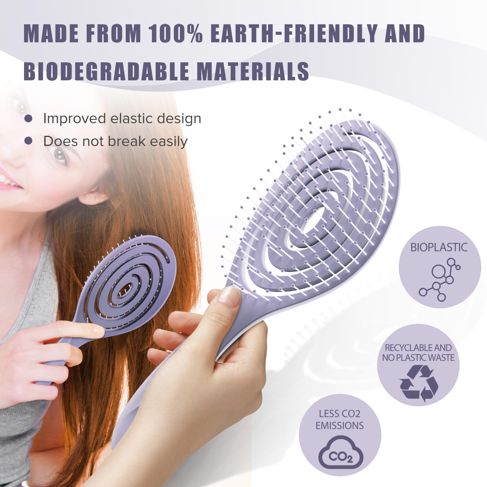 SHINLEA Anti-Tangle Detangling Hair Brush with Scalp Massaging Spiral Design for Wet & Dry Use 3
