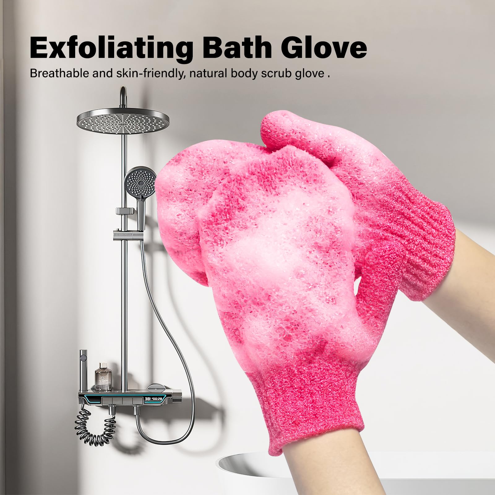 Lafefe 2pcs Exfoliating Shower Gloves Mitts for Dead Skin Removal and Ingrown Hair 5