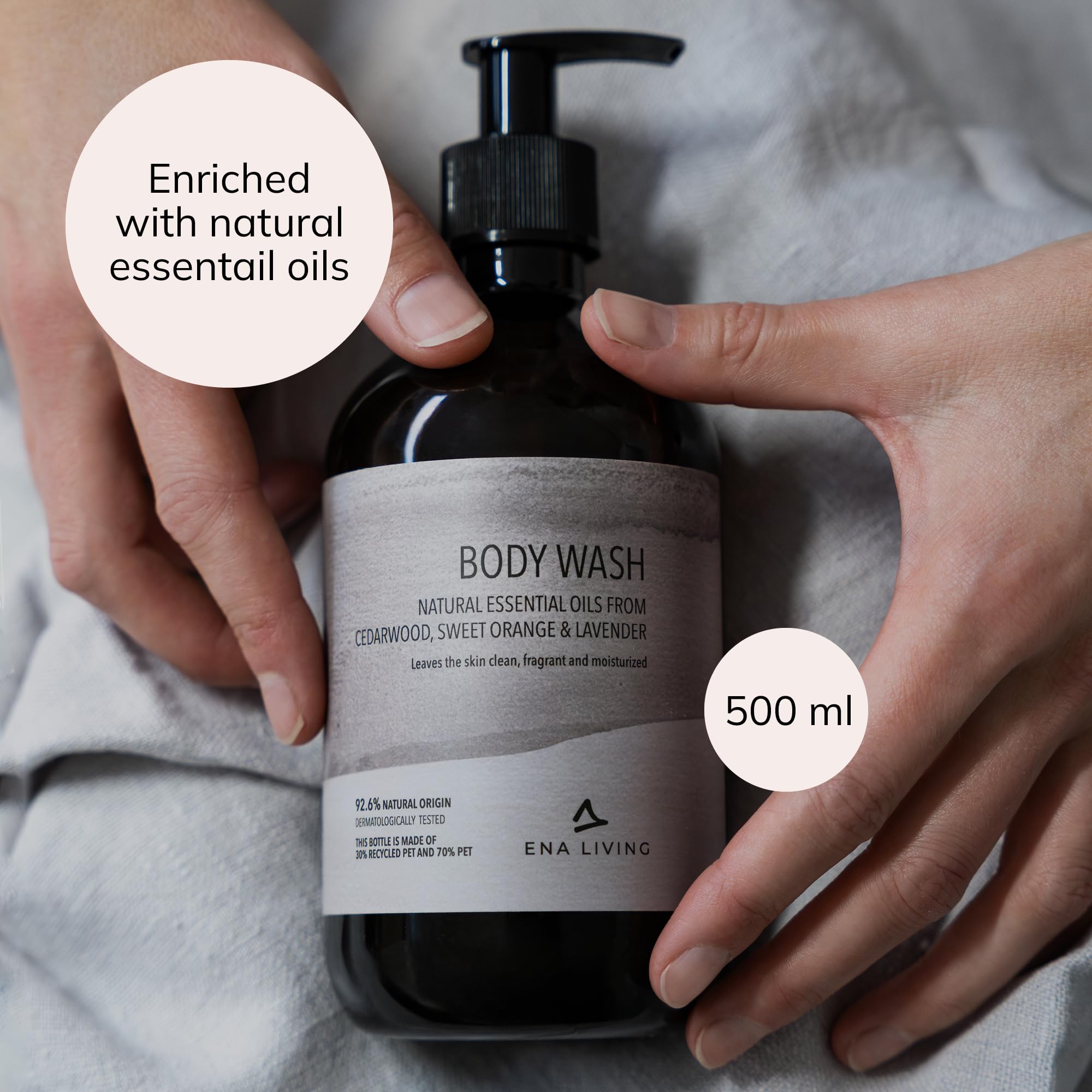ENA Living Cedar Scented Body Wash for Sensitive Skin | 500ml