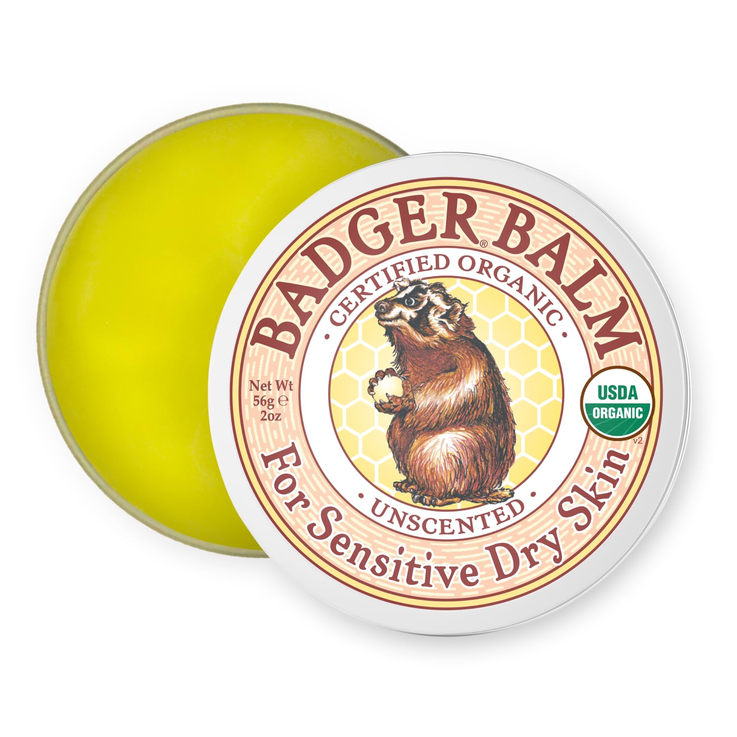 Badger Unscented Balm with Virgin Olive Oil & Beeswax for Dry, Sensitive Skin