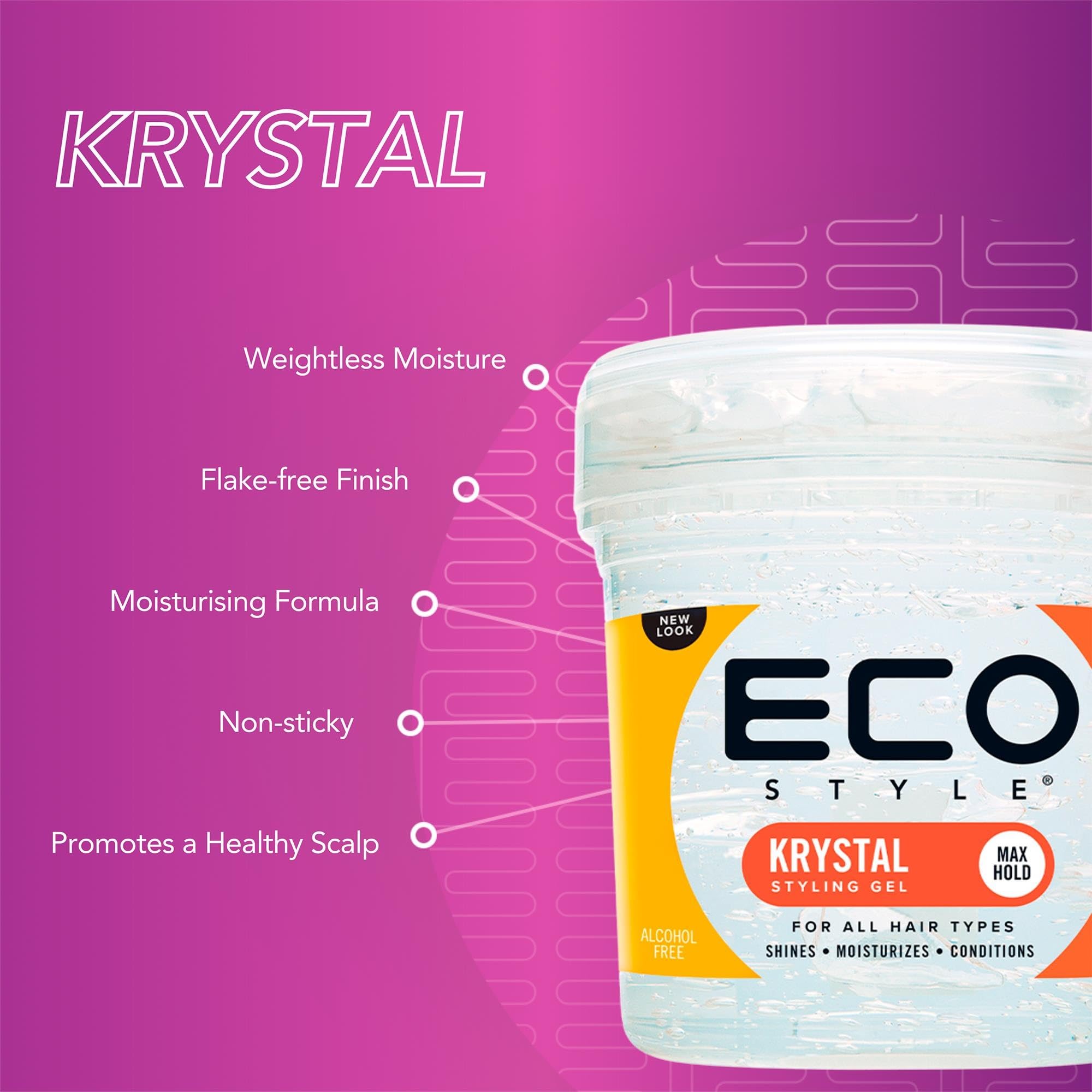Eco Style Krystal Styling Gel for All Hair Types, Clear, 473 ml 3