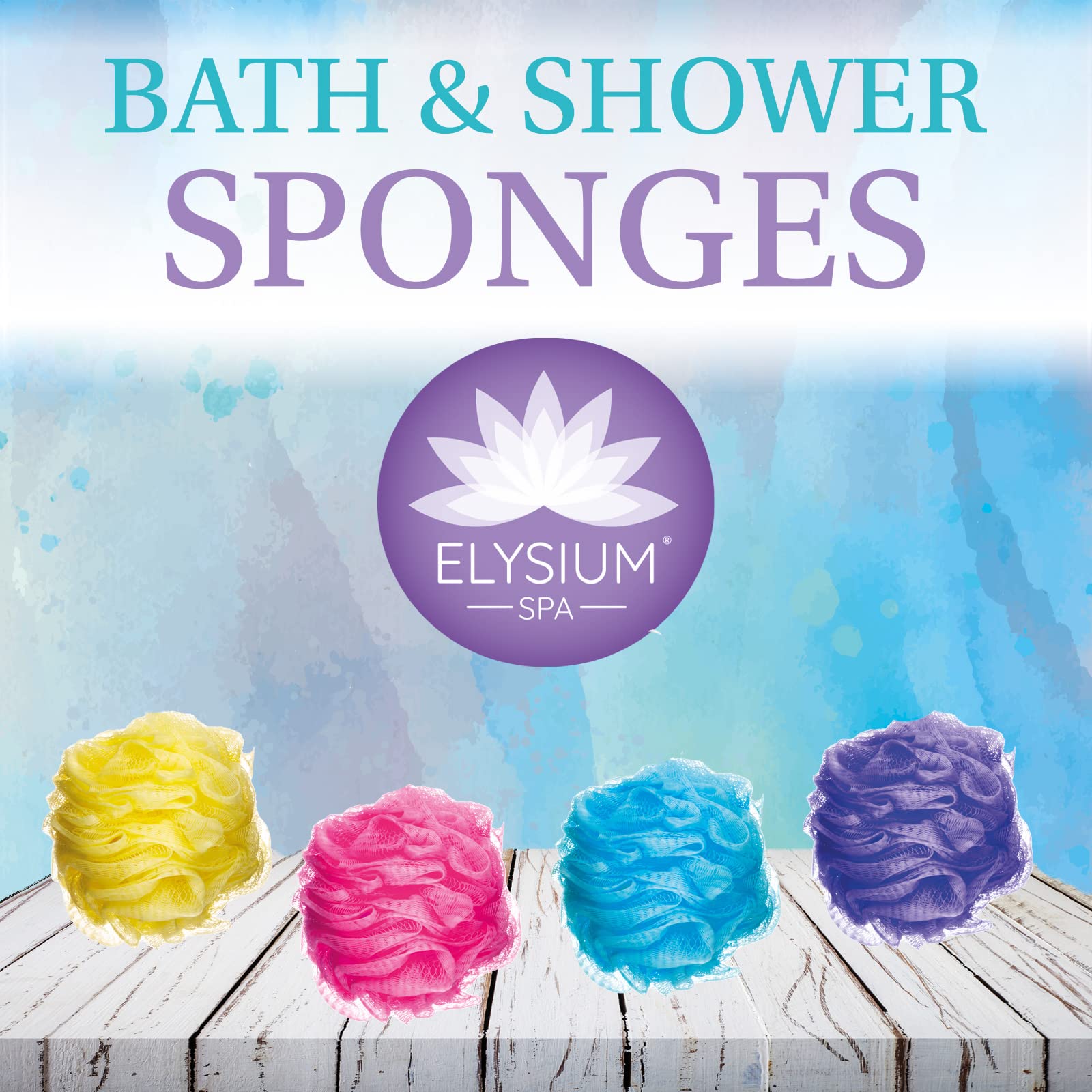 Elysium Spa Pack of 4 Dual-Textured Mesh Exfoliating Bath & Shower Body Puff Sponges 7