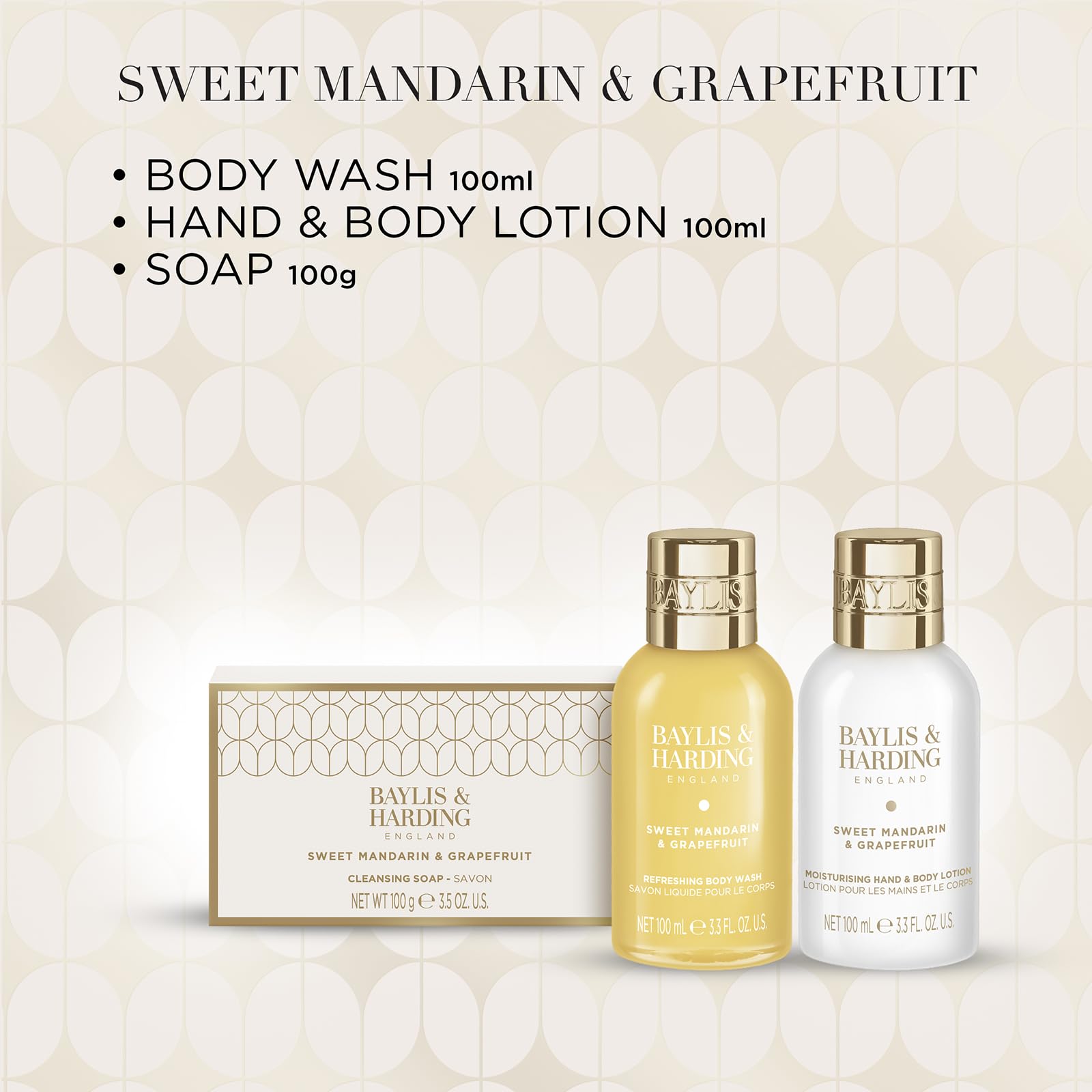 Baylis &amp; Harding Verwöhn-Körperpflege-Trio mit süßer Mandarine und Grapefruit (1 Stück) – Vegan 3
