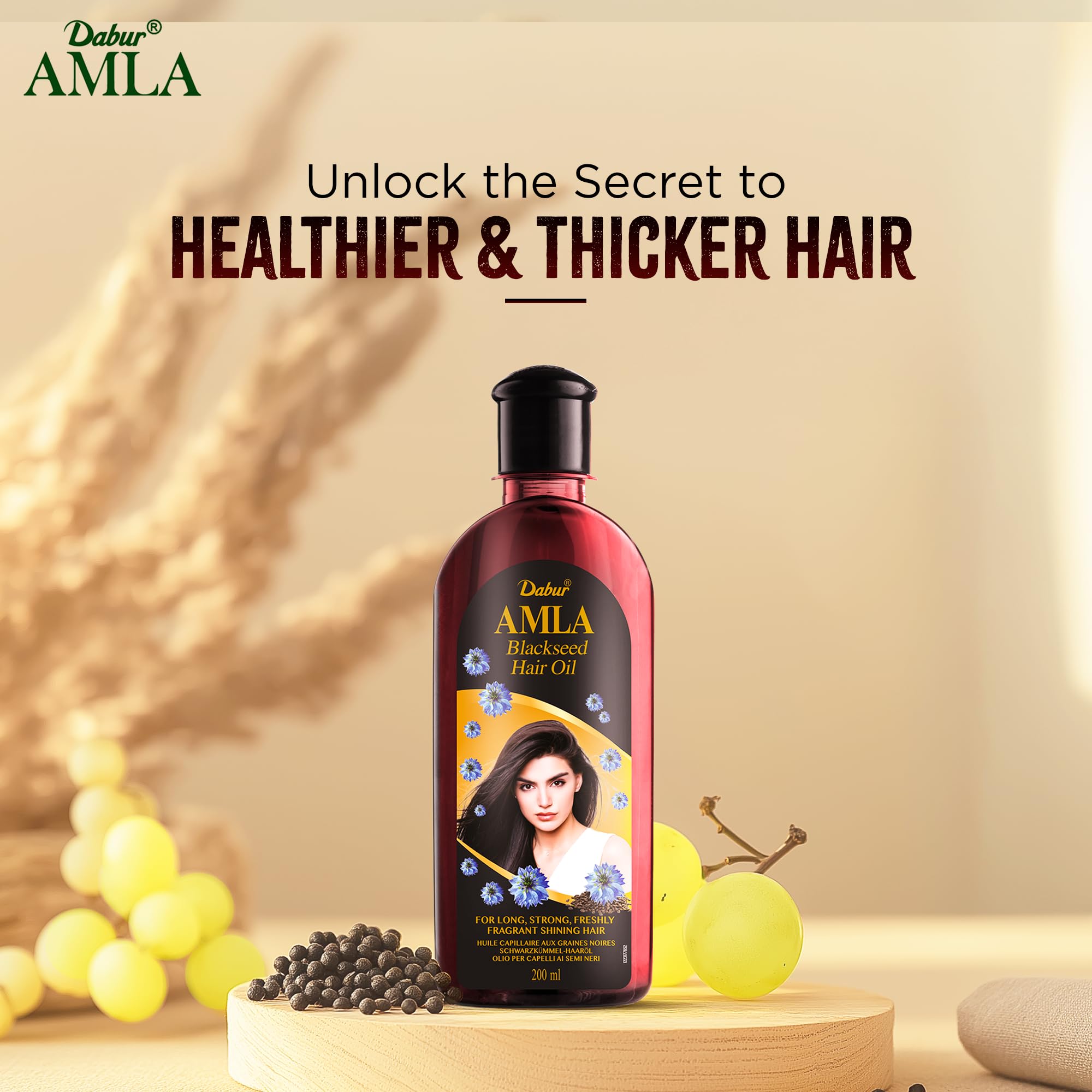 Dabur Amla Blackseed Hair Oil for All Hair Types, 200 ml - Nourishment & Shine