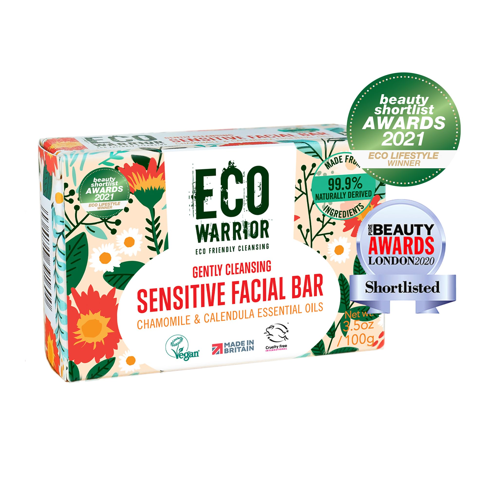Eco Warrior Sensitive Facial Bar Soap | Vegan, Chamomile & Calendula Scent