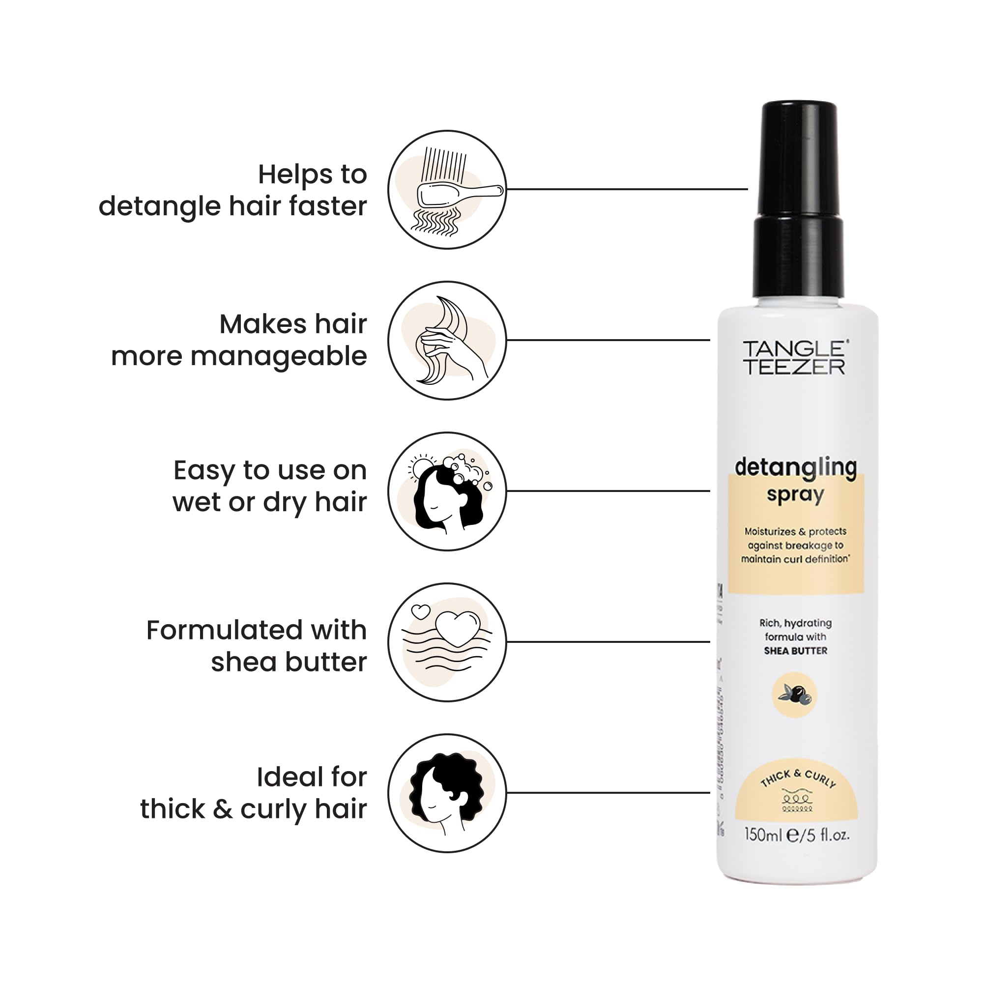 Tangle Teezer Everyday Detangling Cream Spray for Thick/Curly Hair with Shea Butter 4