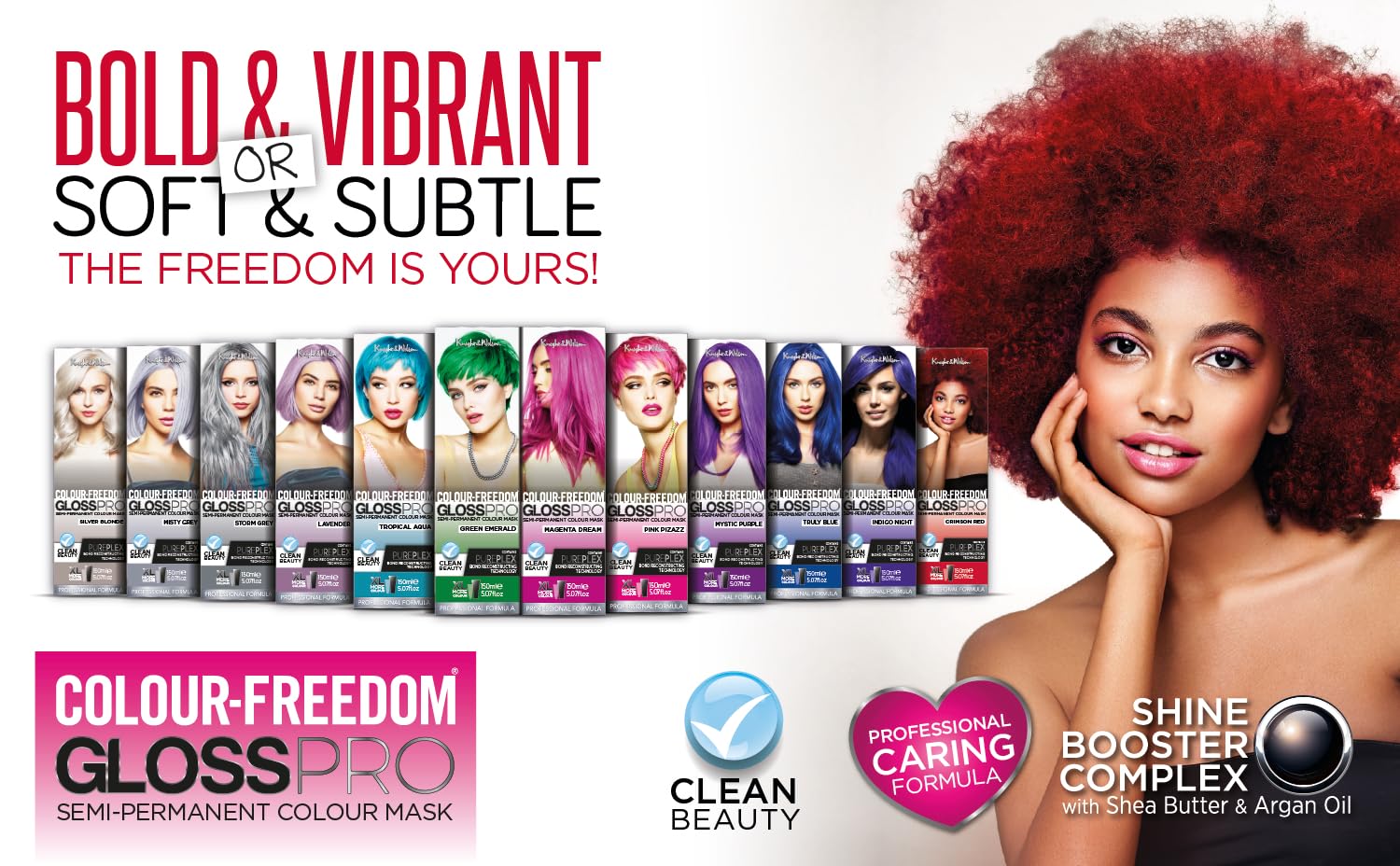 Knight & Wilson Colour Freedom Gloss Pro Crimson Red Semi-Permanent Hair Colour 150ml Vegan 10