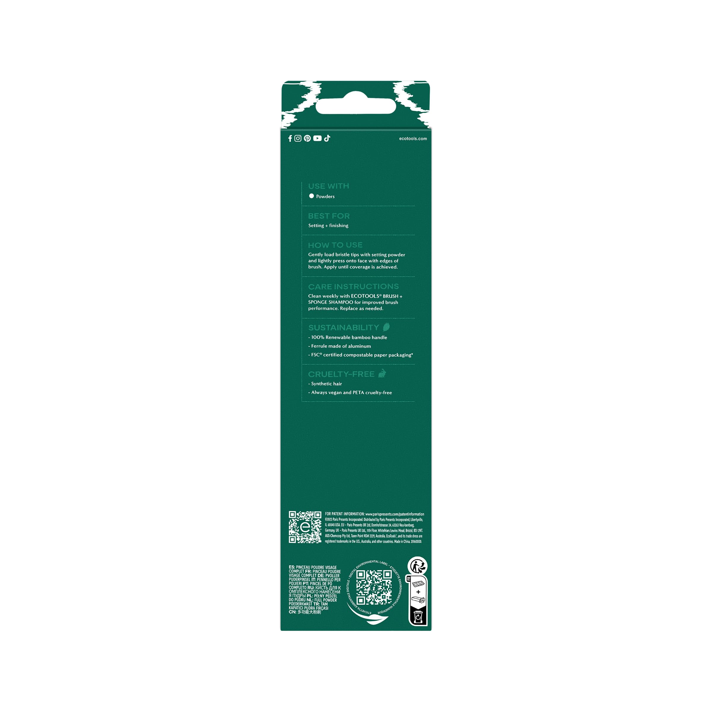 EcoTools Full Powder Brush for Loose & Pressed Powder - Vegan, Cruelty-Free Setting Makeup Tool 8