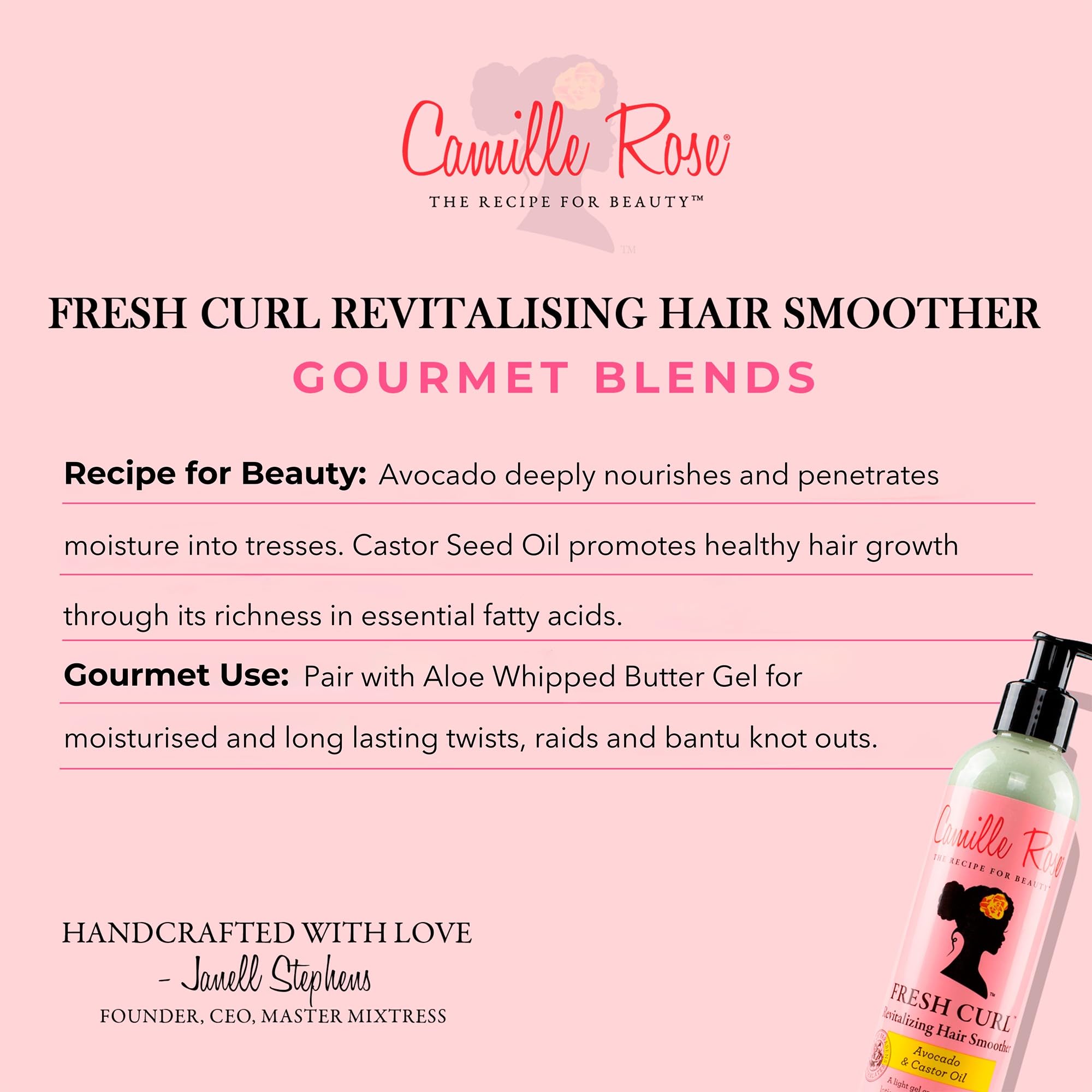Camille Rose Fresh Curl Haarstylingcreme, pflegend und stylend, Avocado und 4