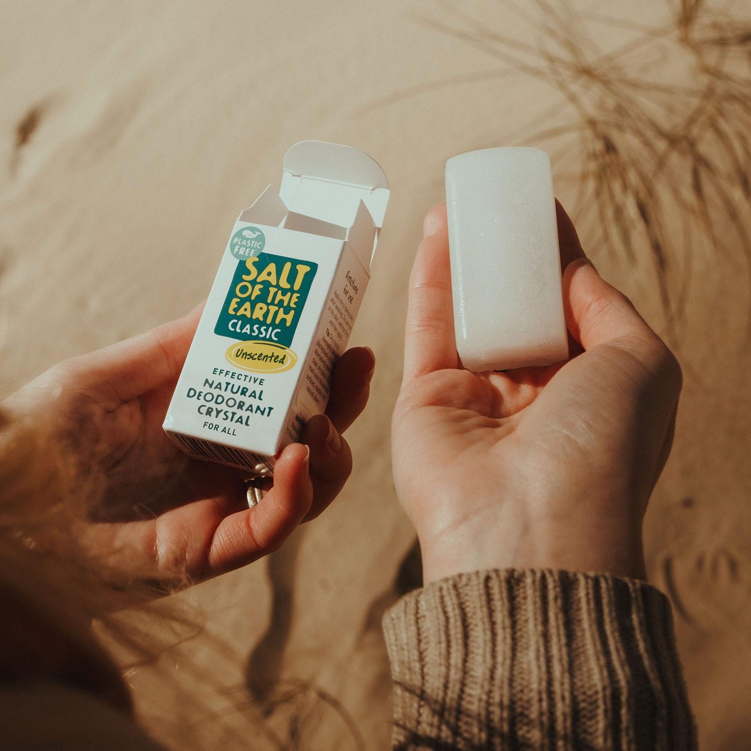 Salt of the Earth Natural Crystal Deodorant - Unscented, Plastic Free, Vegan & Cruelty-Free - 75g