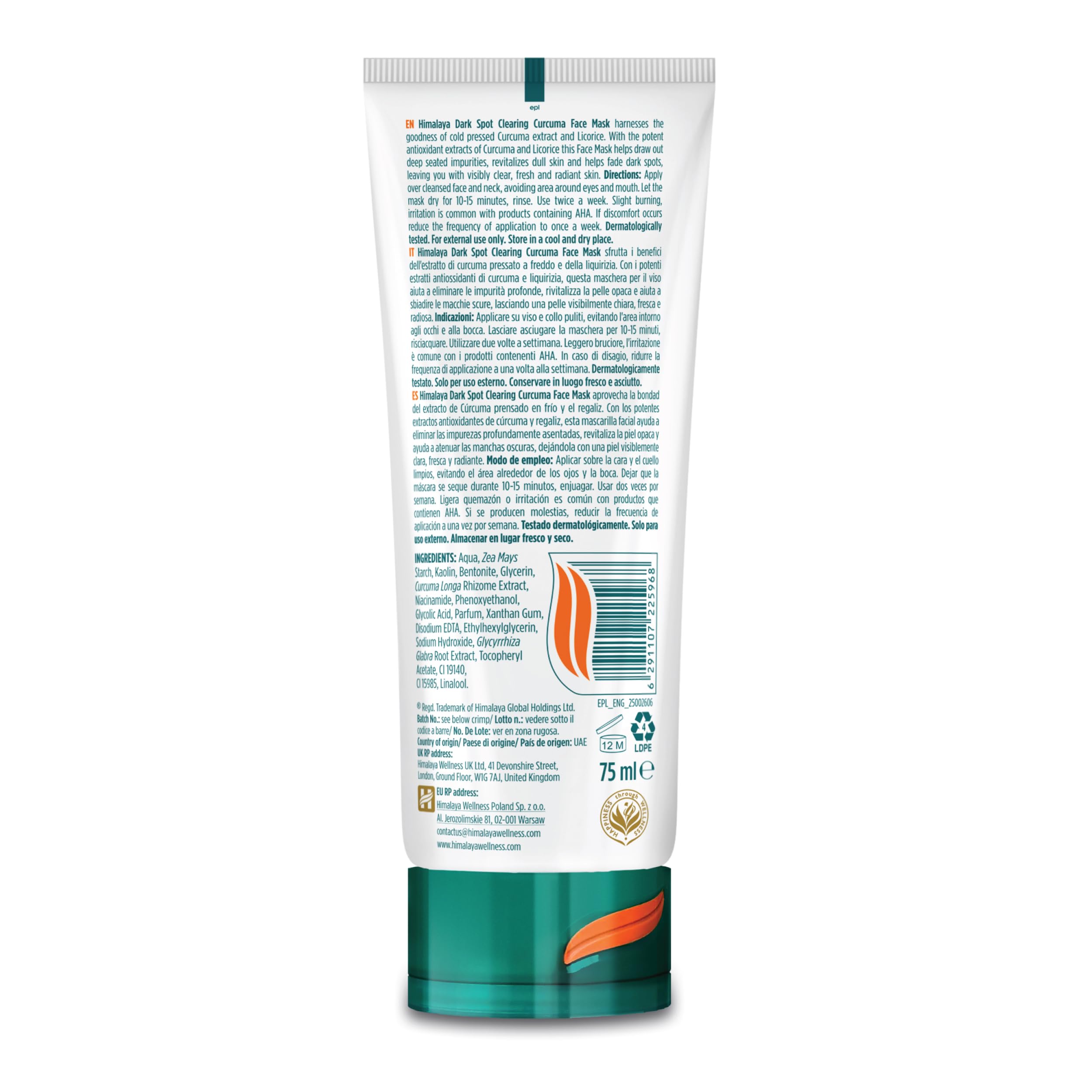 Himalaya Dark Spot Clearing Turmeric Face Mask with Niacinamide and Licorice
