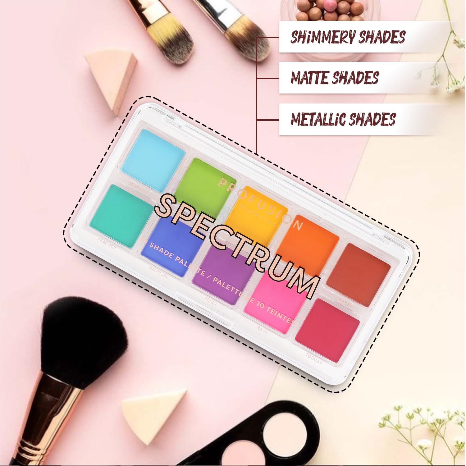 Profusion Cosmetics Spectrum 10 Shade Eyeshadow Palette - Richly Saturated Mattes 6