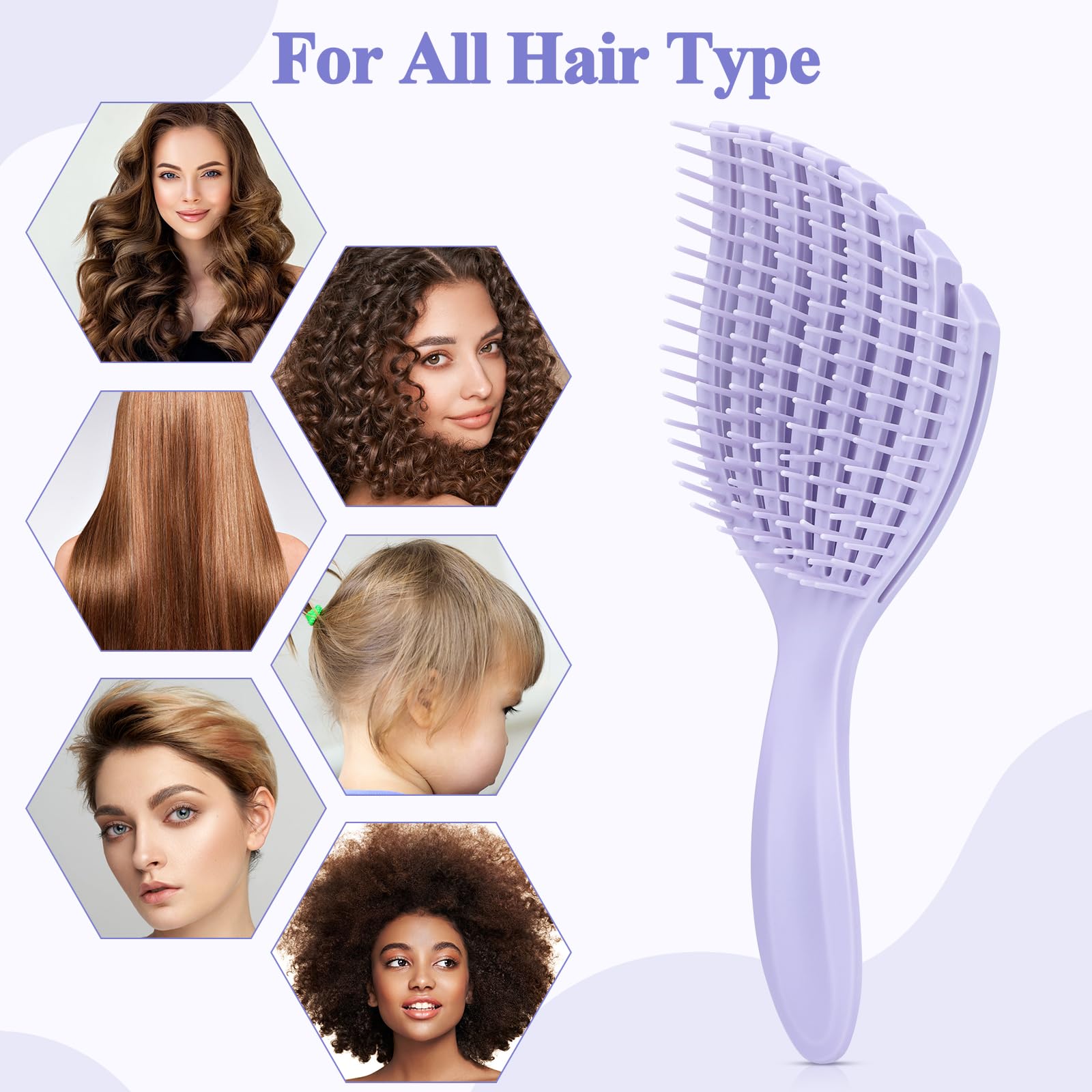 Euqvunn Flexible Purple Detangle Hair Brush for Wet & Dry Hair 7