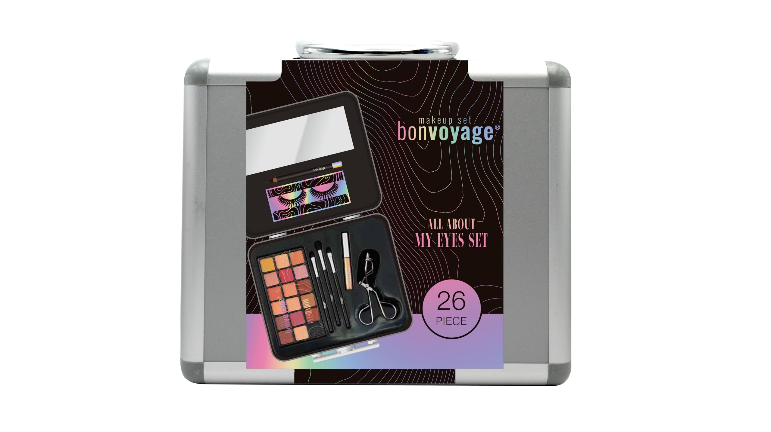 bonvoyage All About My Eyes Complete Eye Makeup Kit with 18 Eyeshadows & False Lashes