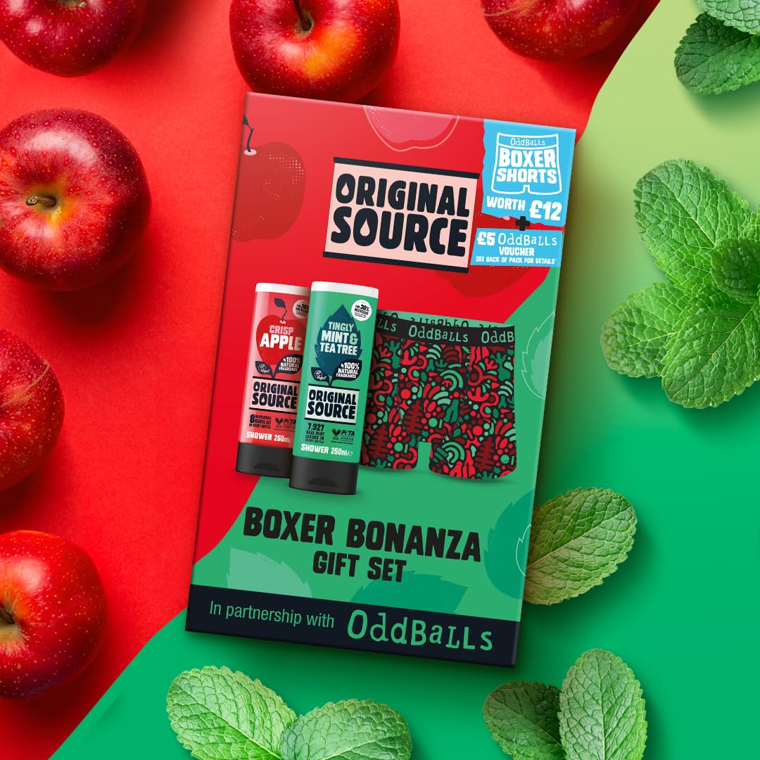 Original Source x Oddballs Boxer Bonanza Gift Set: Crisp Apple & Mint Tea Tree Washes