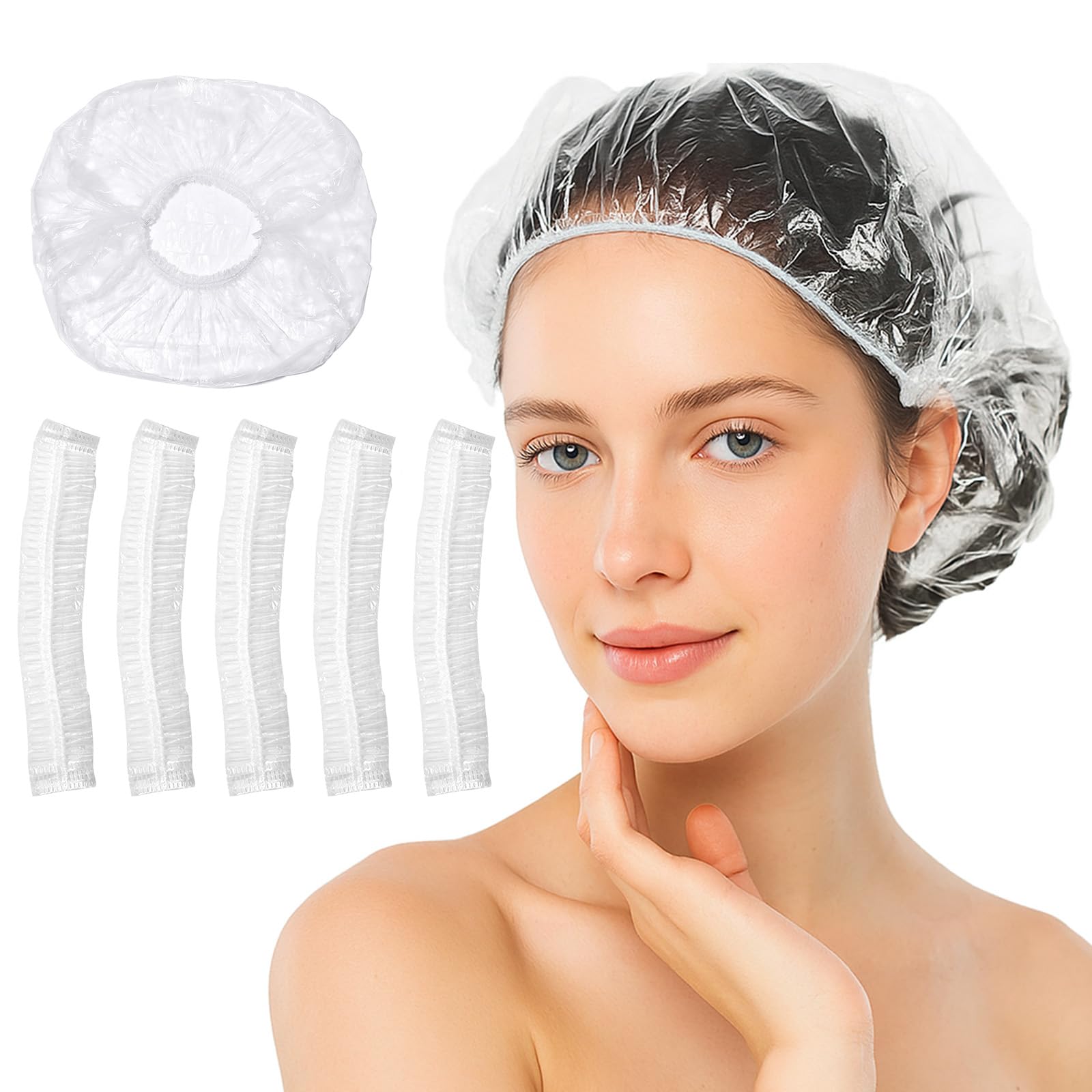 Admygo 100 Pcs Disposable Waterproof Shower Caps for Thick Hair & Travel