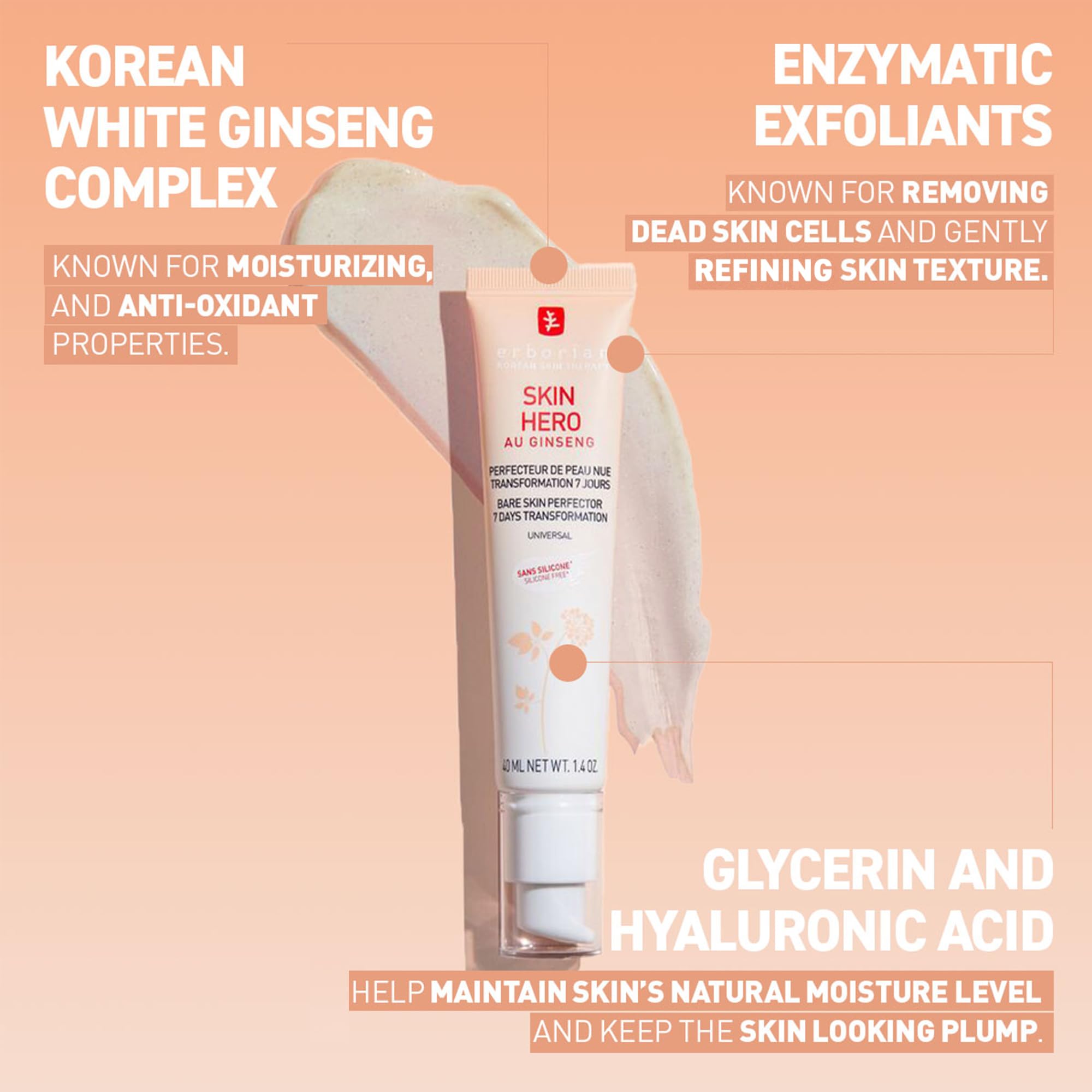 Erborian Skin Hero Face Care with White Ginseng - Untinted Bare Skin Perf 5