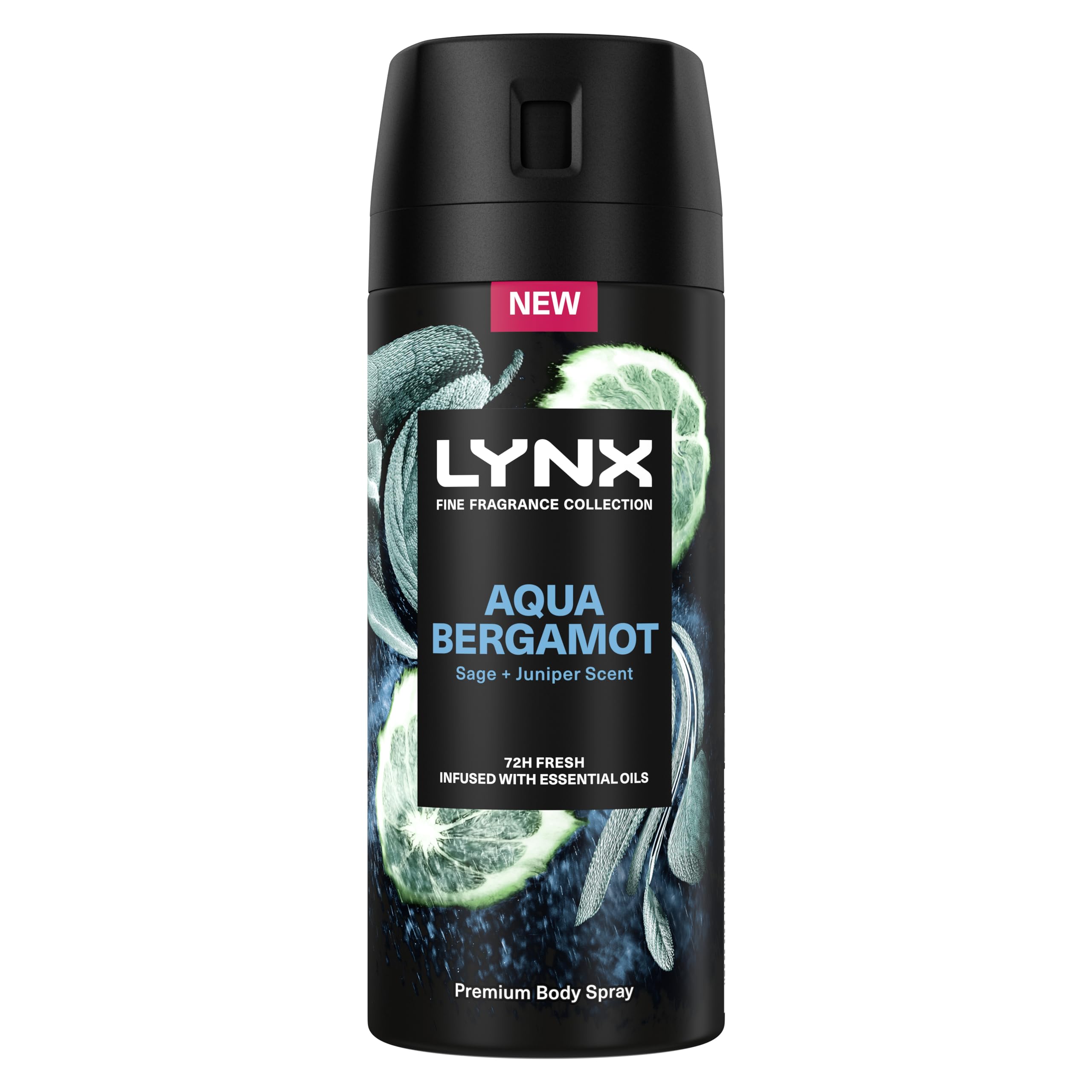Lynx Fine Fragrance Collection Aqua Bergamot Premium Deodorant Bodyspray 72H Odour Protection