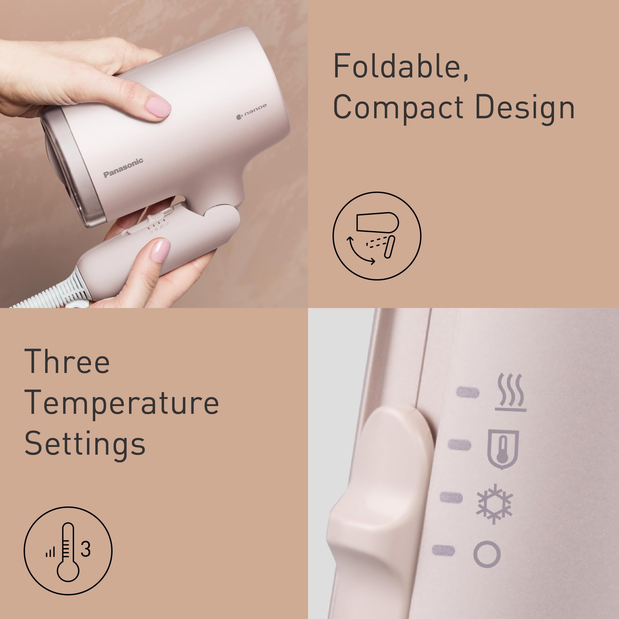 Panasonic EH-NA7M-P895 nanoe Hair Dryer with Foldable Handle, 1600W, Pink 6