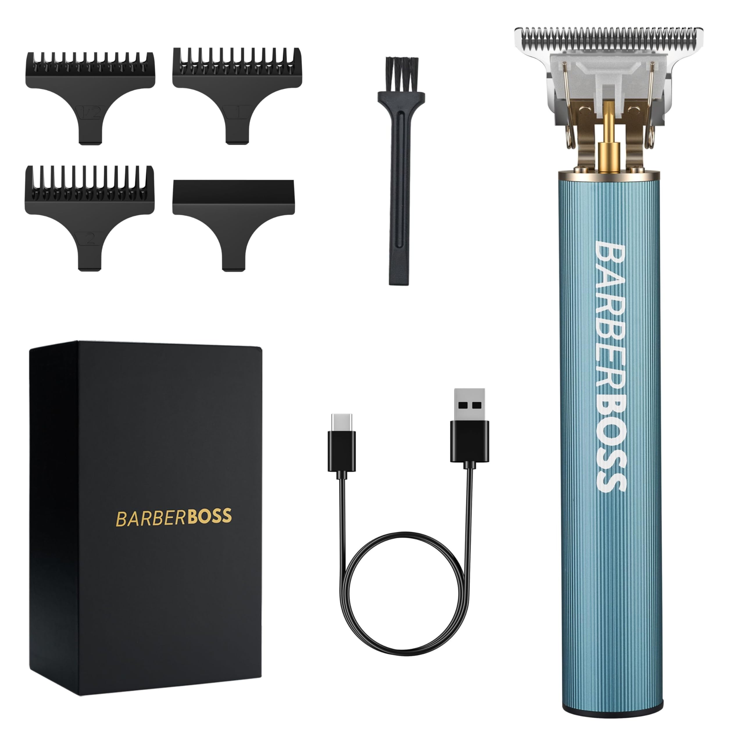 BARBERBOSS Cordless T-Blade Beard Trimmer & Hair Clippers for Men - Precision Grooming