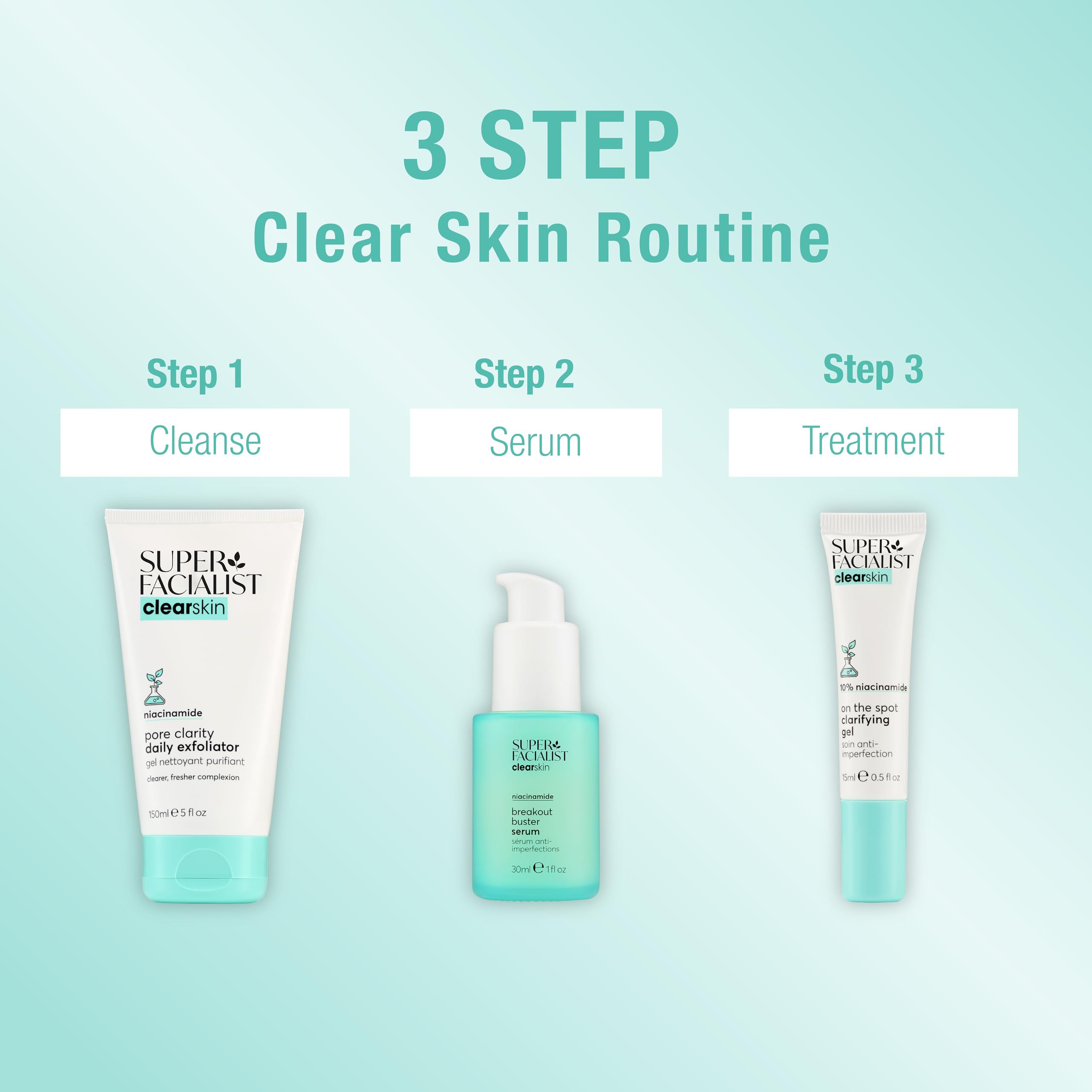 Super Facialist Clear Skin Pore Clarity Daily Exfoliator 150ml with Niacinamide & Tea Tree Oil 6
