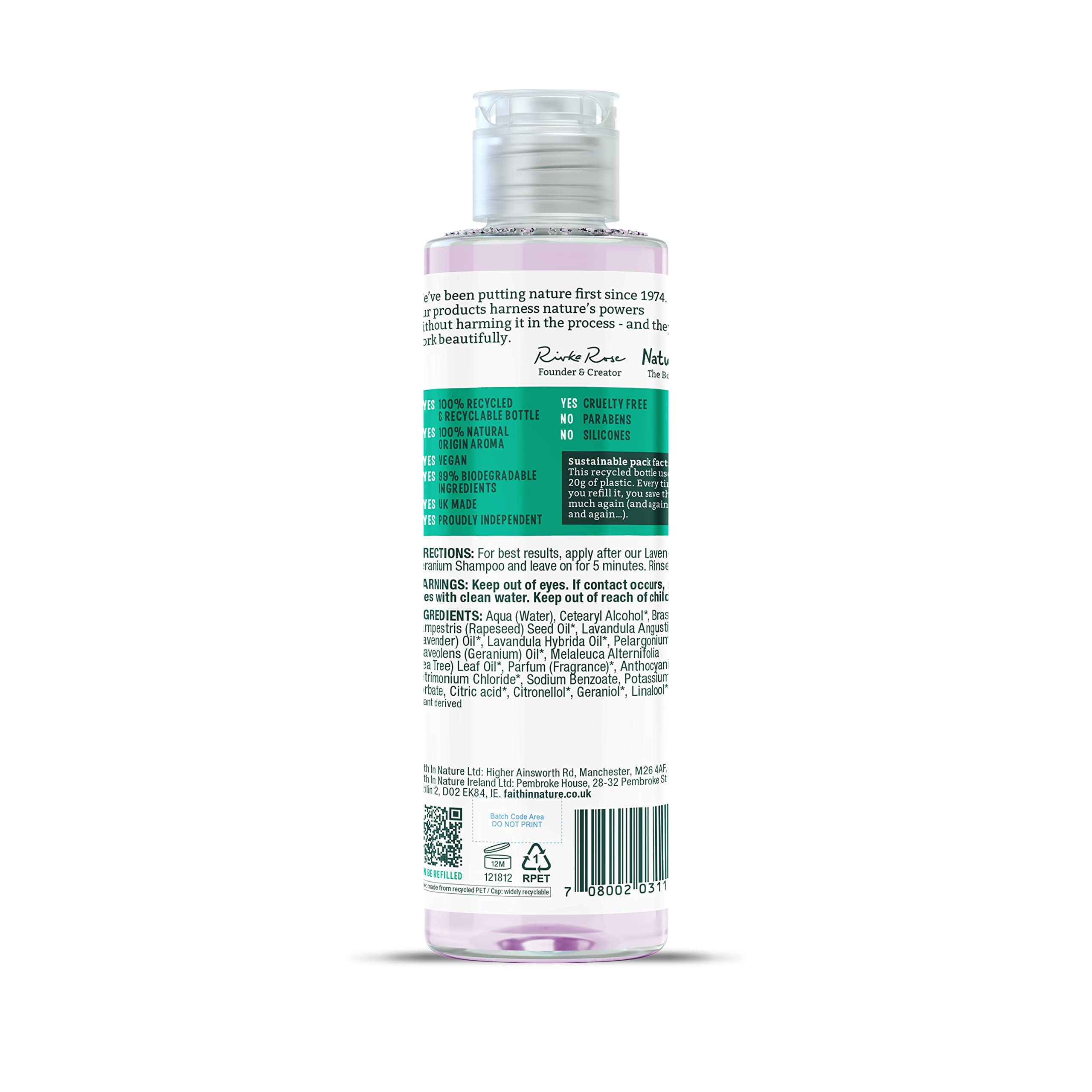 Faith In Nature 300 ml Natürlicher Lavendel- und Geranien-Conditioner, beruhigend, vegan und tierversuchsfrei, ohne SLS oder Parabene, für normales bis trockenes Haar 3