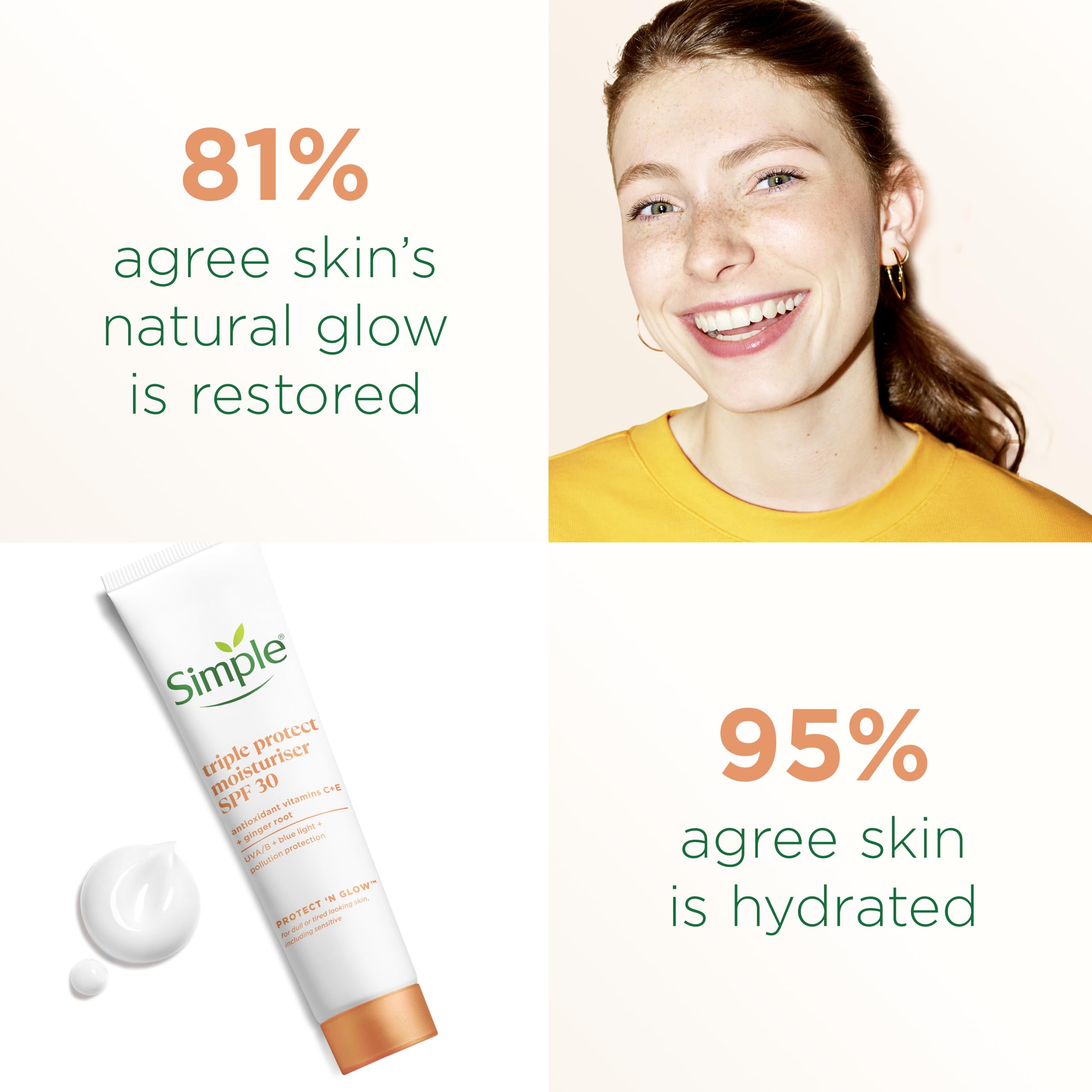 Simple Protect ‘N’ Glow Triple Protect Moisturiser SPF 30 with Vitamin C & E 3