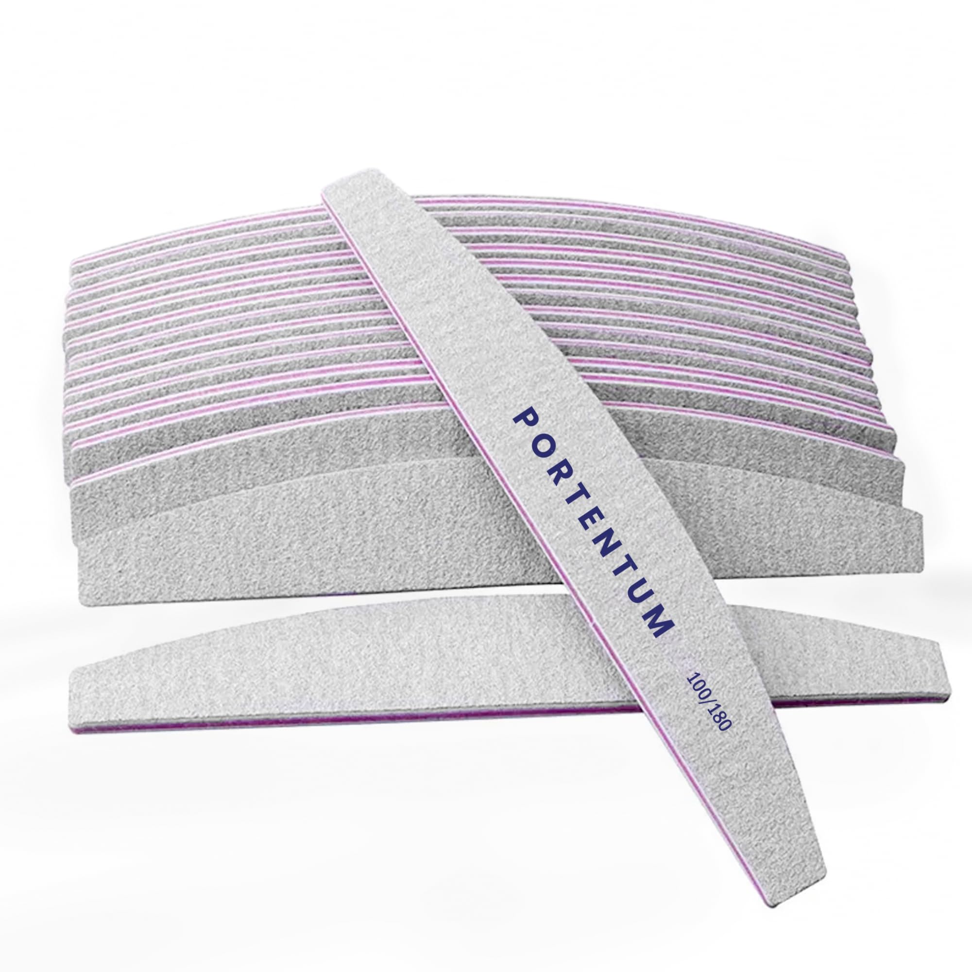 PORTENTUM Professional Nail Files Set (16 Pcs) - 100/180 Grit Double Sided Emery Boards for Manicure & Pet Grooming