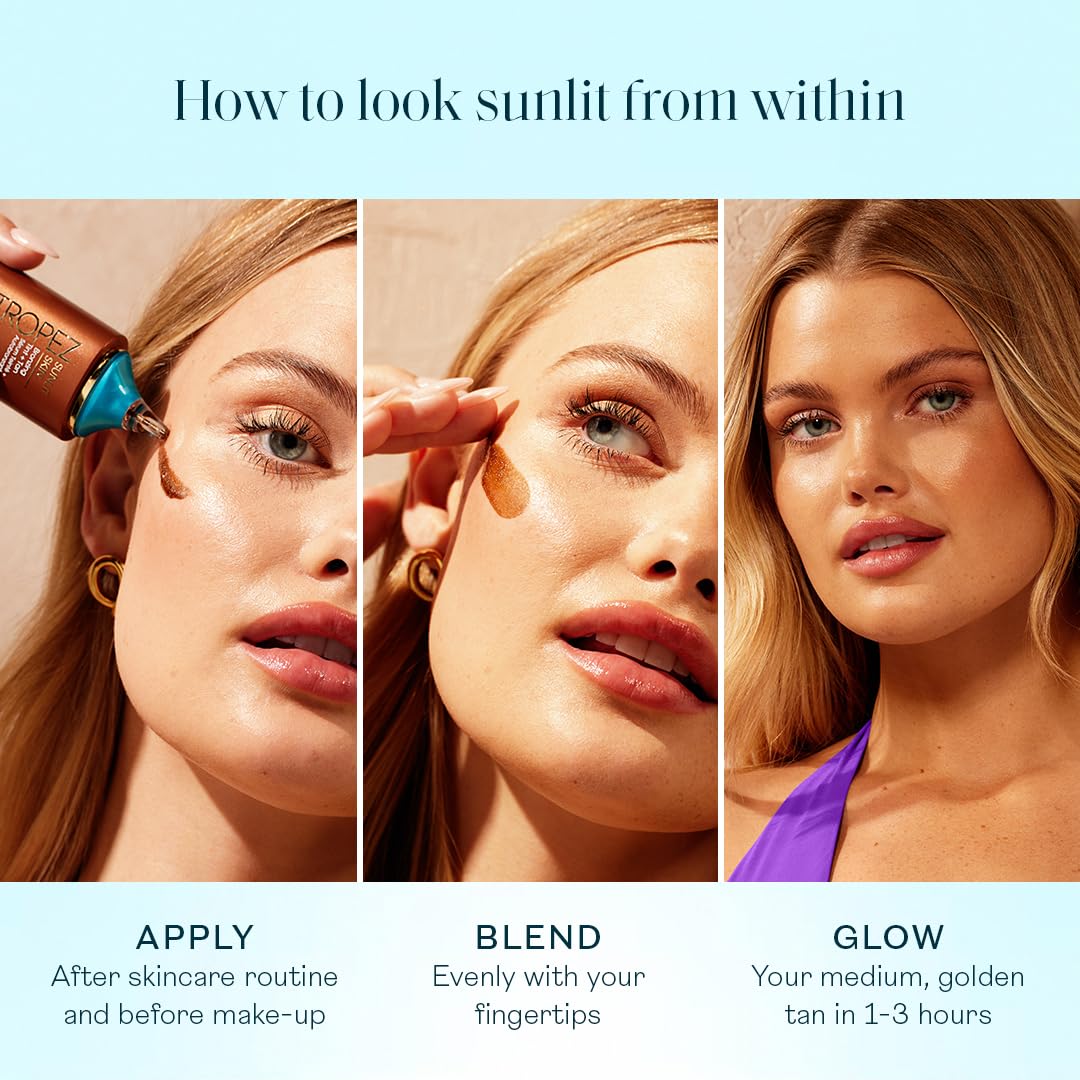 St.Tropez Sunlit Skin Self Tan Express for Face - Instant Bronzy Glow & Medium Tan 4
